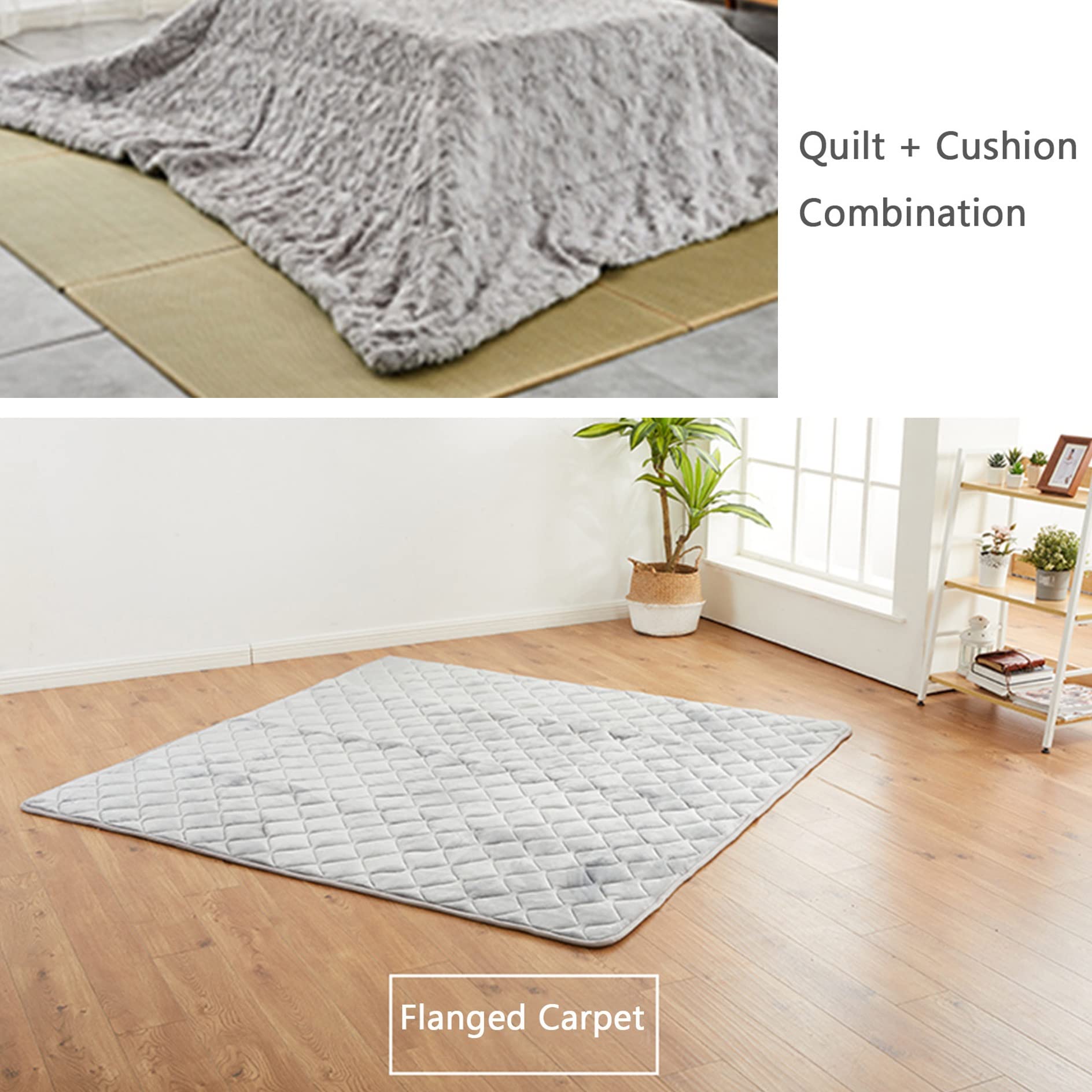 Kotatsu Tisch Heizung 4 Stück Set,mit Decke Teppich Heizung,Japanese Warm Table Tatami,Schreibtischheizung Kunststoff Gartentisch Balkontisch Niedrigen Tische,für Wohnzimmer ( Color : Gray1 , Size : 7