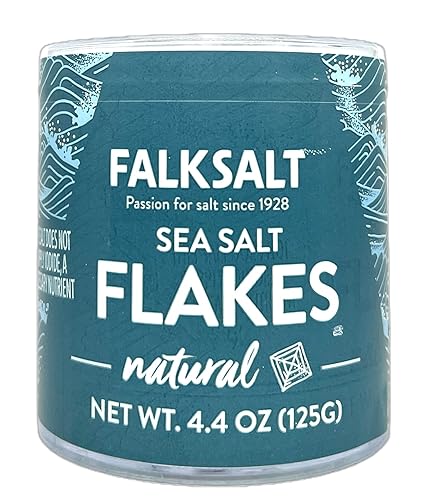 Falksalt Crystal Flakes - Sal marina natural natural de 44 onzas