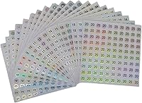 Vista 9 de 20 hojas de 1 a 1000 calcomanías reflectantes impermeables para números láser, calcomanías redondas autoadhesivas para inventario/organización