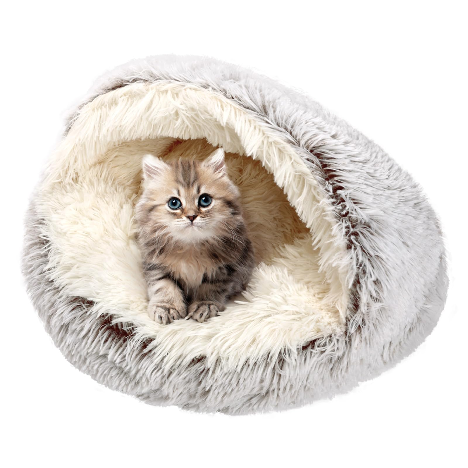 Arquiel Cama Redonda para Gatos, Cama Esponjosa para Perros y Gatos Cama de Perros, Cama para Mascotas Cama Relajante Lavable Cama en Forma de Donut para Gatos Pequeños y Medianos(Café,50 X 50 cm)