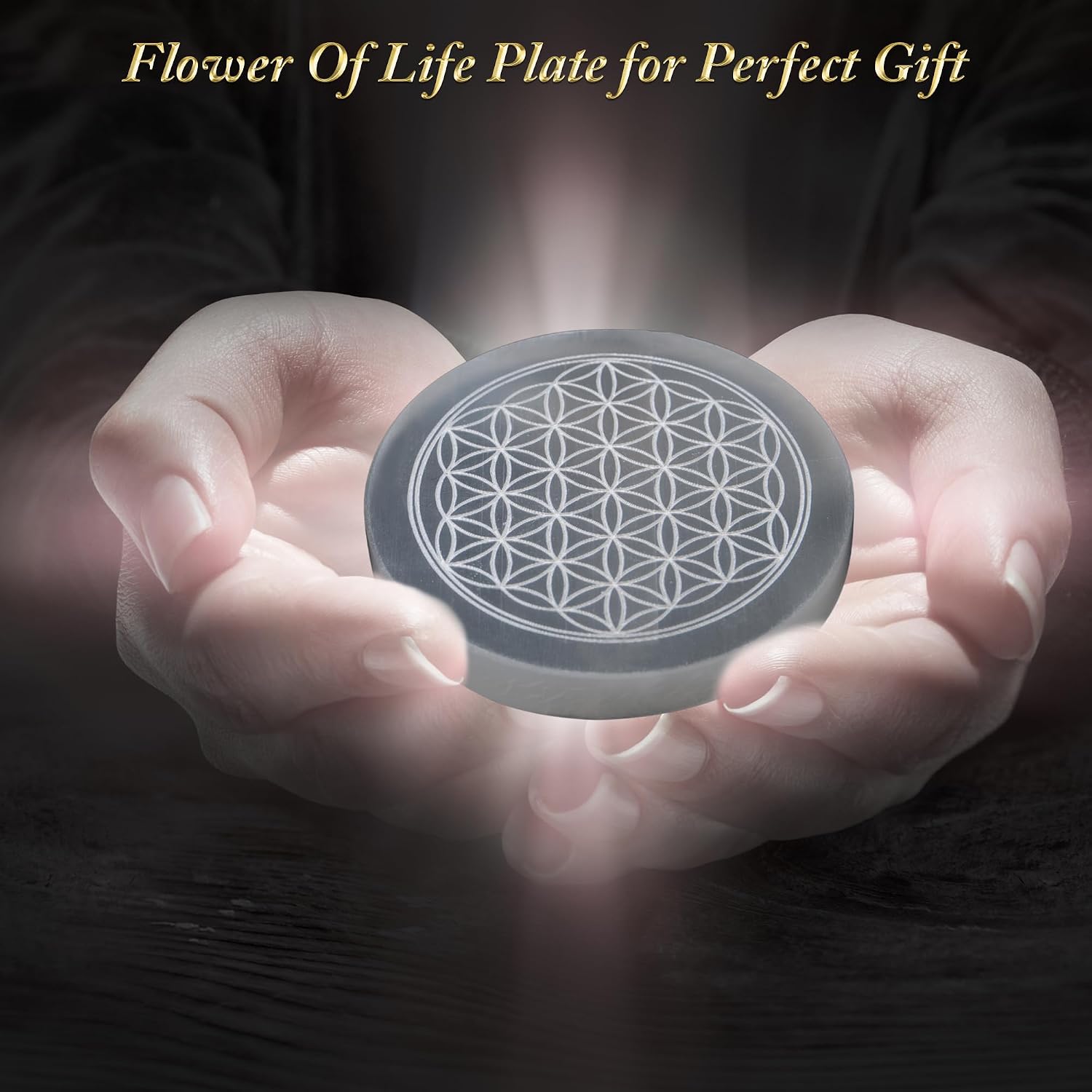 ANAYA AGATE Selenite Charging Plate with Flower of Life Design - 4" Engraved Healing Crystal Charger | Round Disc Plate for Home, Office, Table Decor | Amplify Energy, Crystals... - Image 6