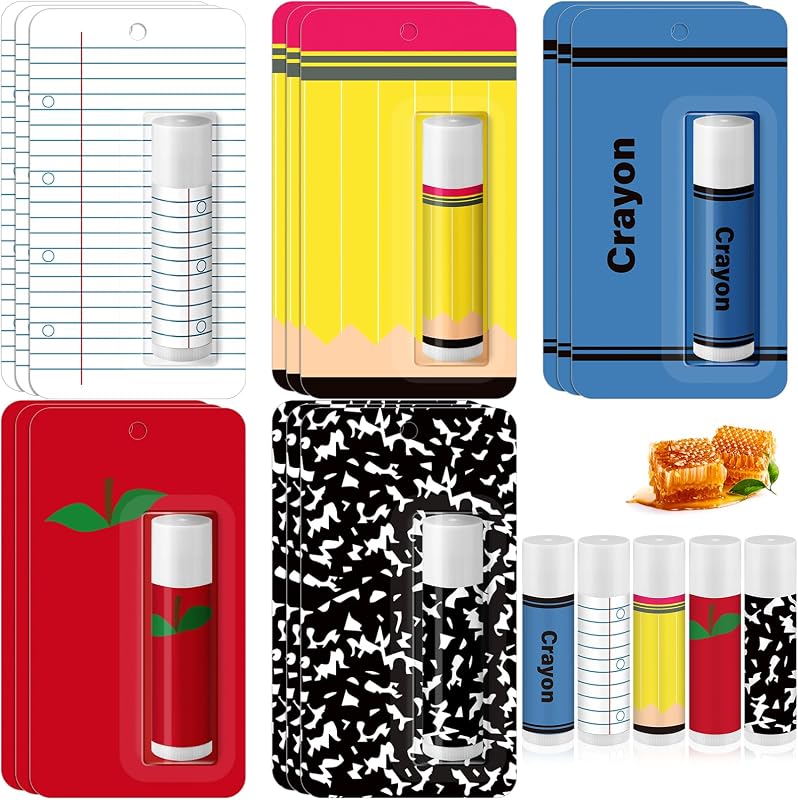 Bálsamo labial Sacubee com fragrância de mel, design para Semana do Professor, Pacote com 15