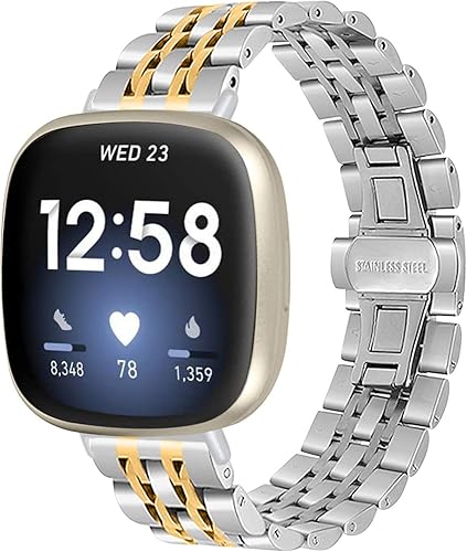 Miniatura 7 de Chofit Compatible con Fitbit Versa 4Versa 3Sense 2Sense Bandas de repuesto de metal de acero inoxidable para Fitbit Versa 4