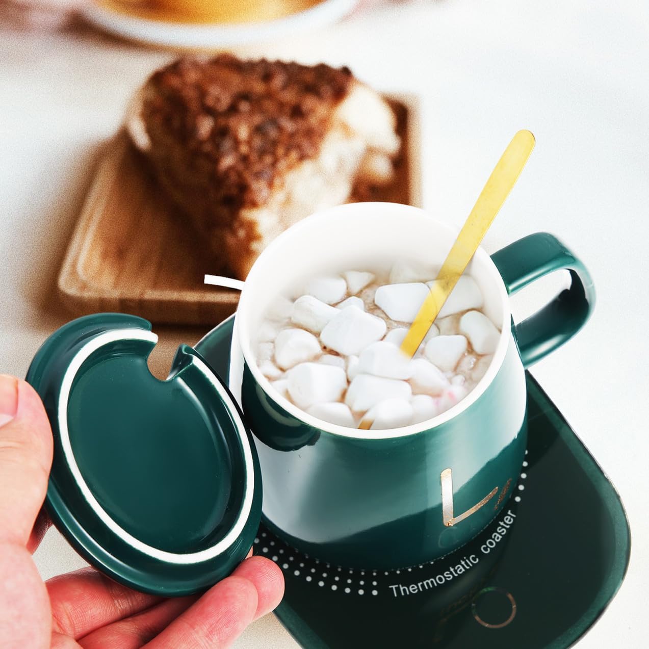 USB Thermostatic Cup Warmer Pad Electric Beverage Heating Plate with Gravity Sensor for Milk Tea Coffee Hot Drinks Portable USB Drink Heater for Home Office Use