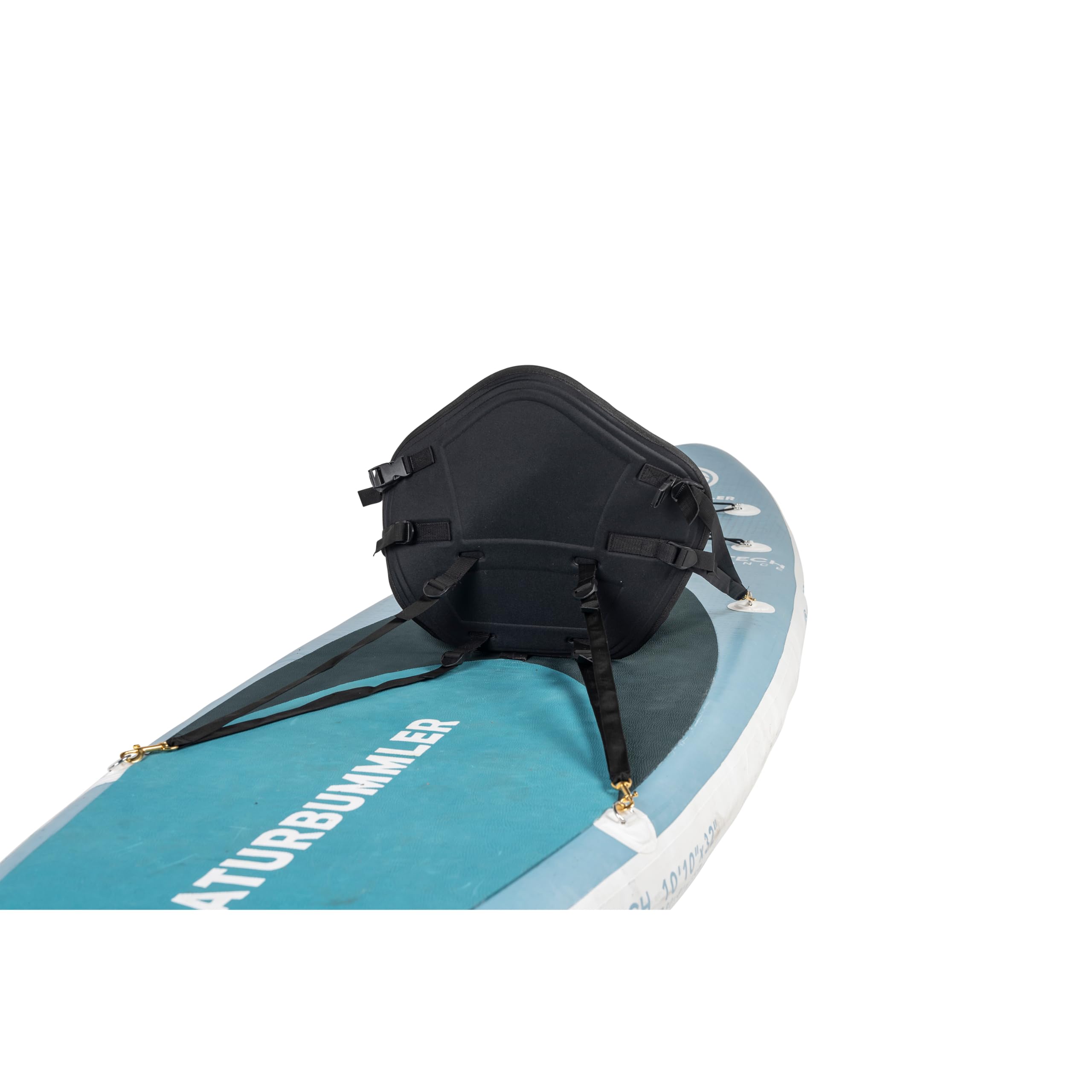Naturbummler SUP Sitz zum Nachrüsten [Extra Comfort] gepolsterter Sitz (30×36 cm) für Stand Up Paddle Board – mit Rückenlehne (51×44 cm), Gurtsystem & Karabiner – für SUP Touren & Freizeit