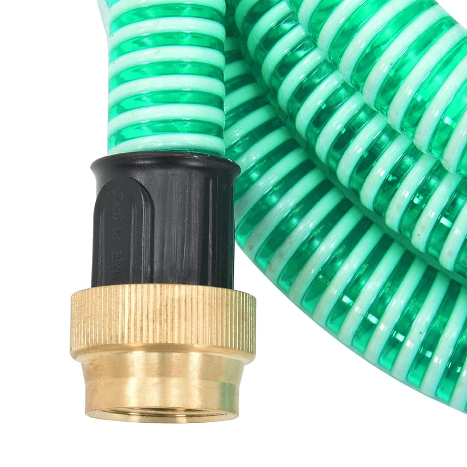 Manguera de aspiración con conectores, manguera de aspiración resistente para conexión a la bomba de jardín, para skimmer, aspiradora, filtro, PVC, latón, 7 m, 25 mm, color verde