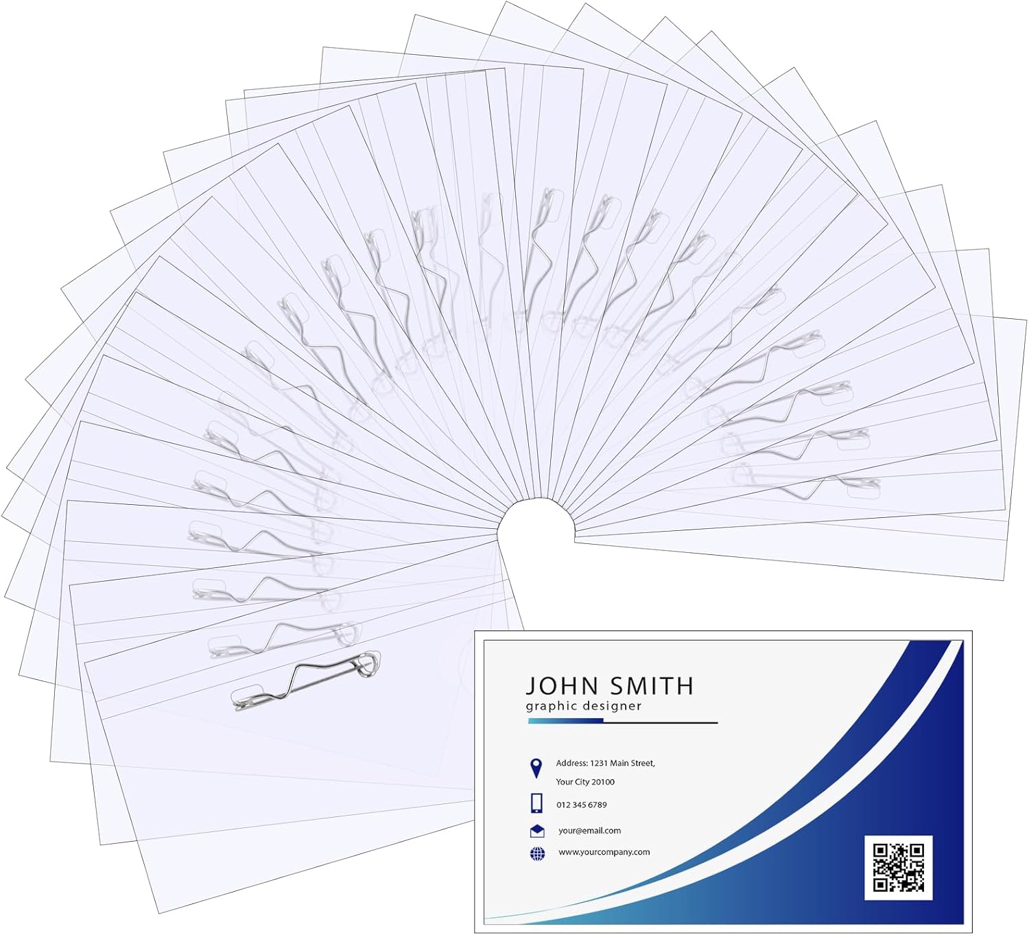 50 Pcs Pin Style Name Badge Holders, Name Tags with Pins, Clear Plastic Name Tag Holders, with 50 Pcs Inserts Fit Card (3.54 X 2.13 Inch) - Image 3