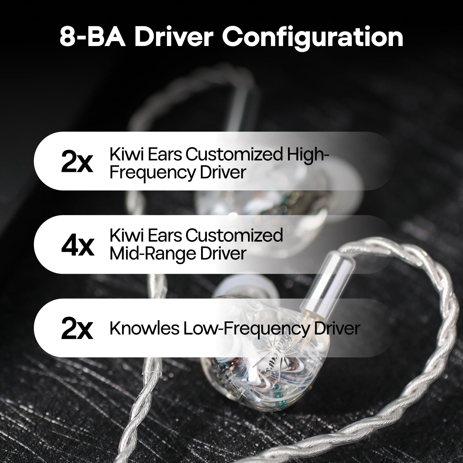 Kiwi Ears Orchestra Lite - Auricolari in-ear per monitor da studio, con cavo OFC staccabile, mascherina artigianale per musicisti audiofili (blu)