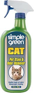SimpleGreen Cat Stain & Odor Remover Enzyme Cleaner - Eliminates Urine, Feces, Vomit, Blood on Carpets & Upholstery - 32oz