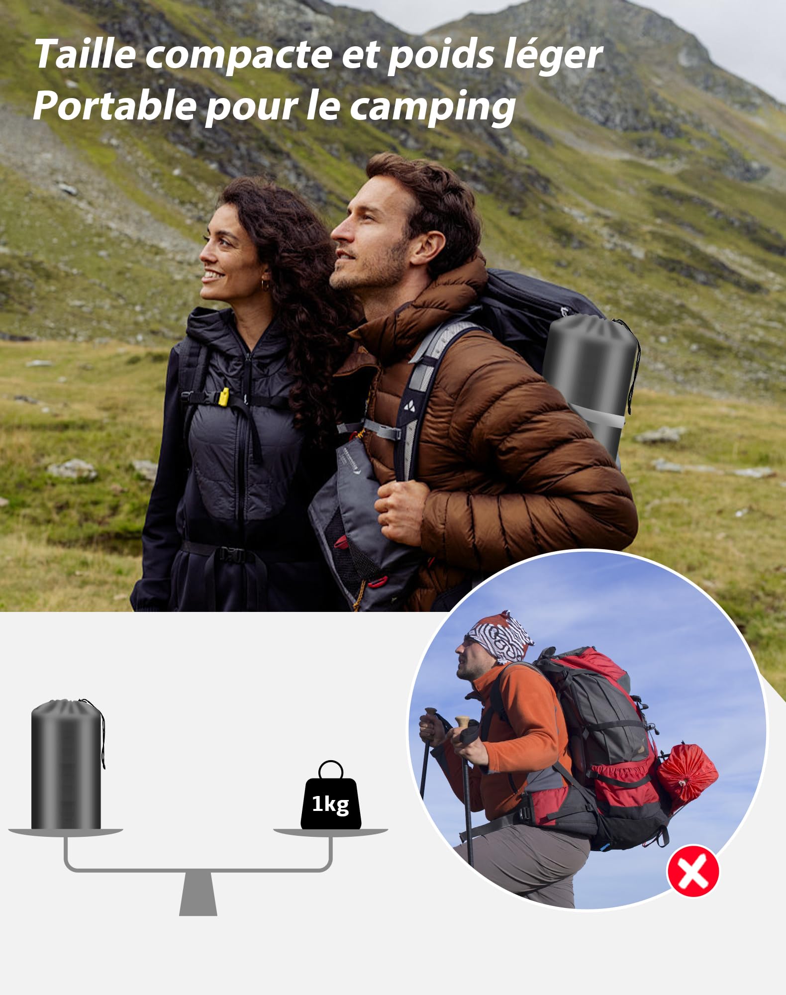 Matelas Camping Gonflable 12 cm Résistant à l'eau Ultra Léger avec Pompe à Pied et Oreiller Intégré Noir