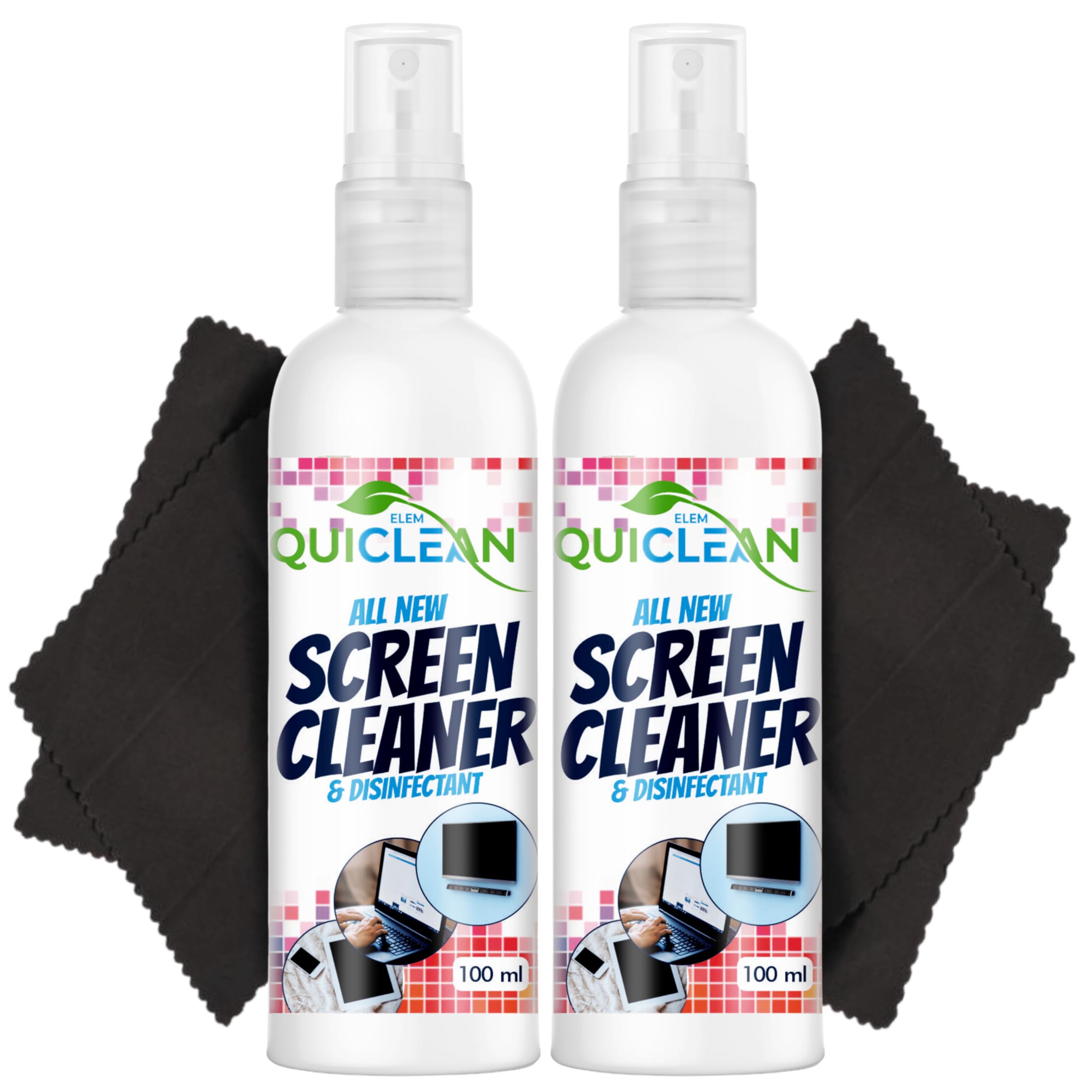 Quiclean Laptop Cleaning Kit (100ML X 2)| Glass Cleaner | Screen Cleaning Spray for Camera, Lens, Binocular, TV, Monitor, Smartphone,Tablet Including Microfiber Cloth, Anti-Static Cleaning Liquid (B0D2M444MD) Amazon Price History, Amazon Price Tracker
