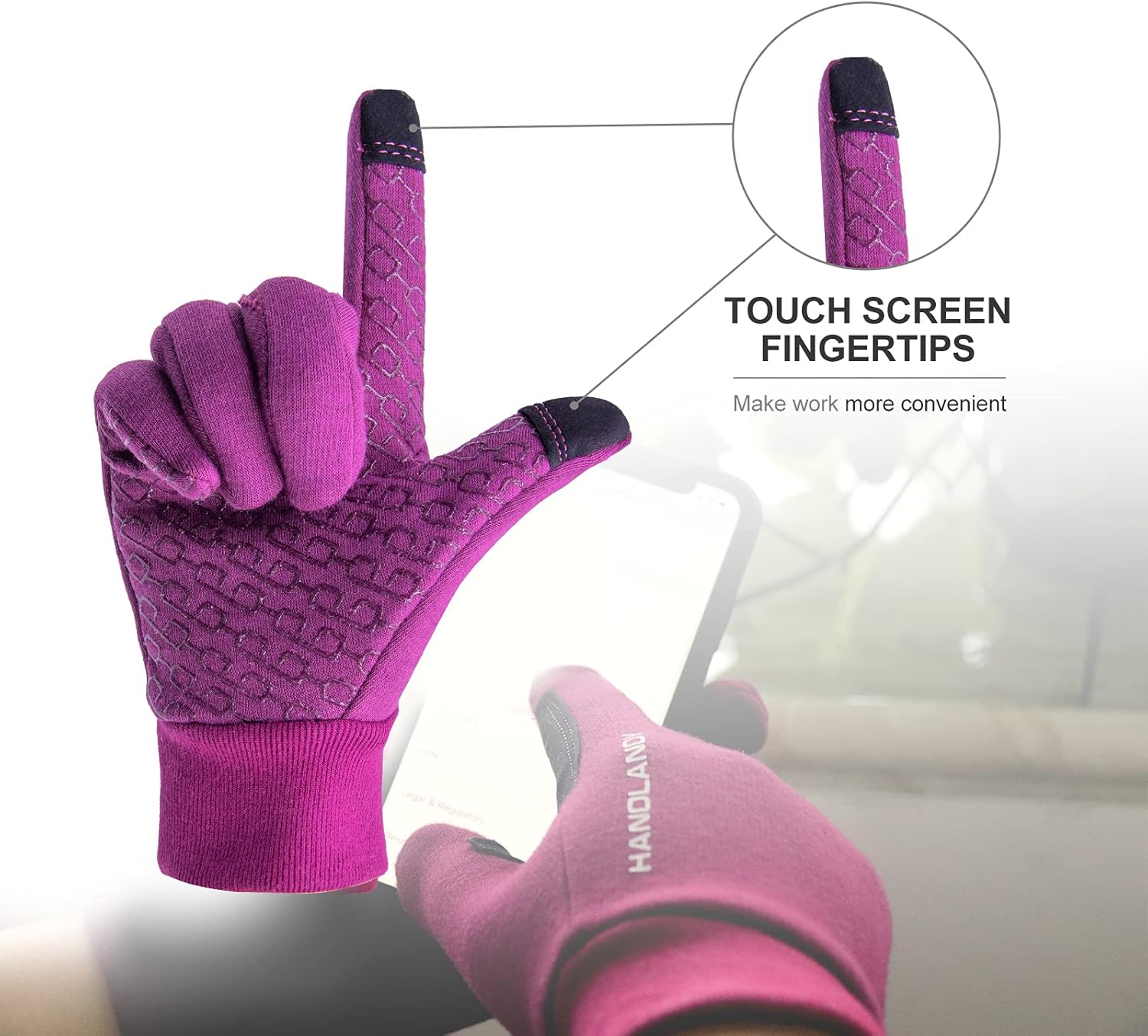 HANDLANDY Lightweight Running Gloves for Women & Men, Touchscreen Gloves with Fleece Lining & Anti-Slip Grip for Cycling, Biking, Commuting & as a Ski Glove Liner - Image 5