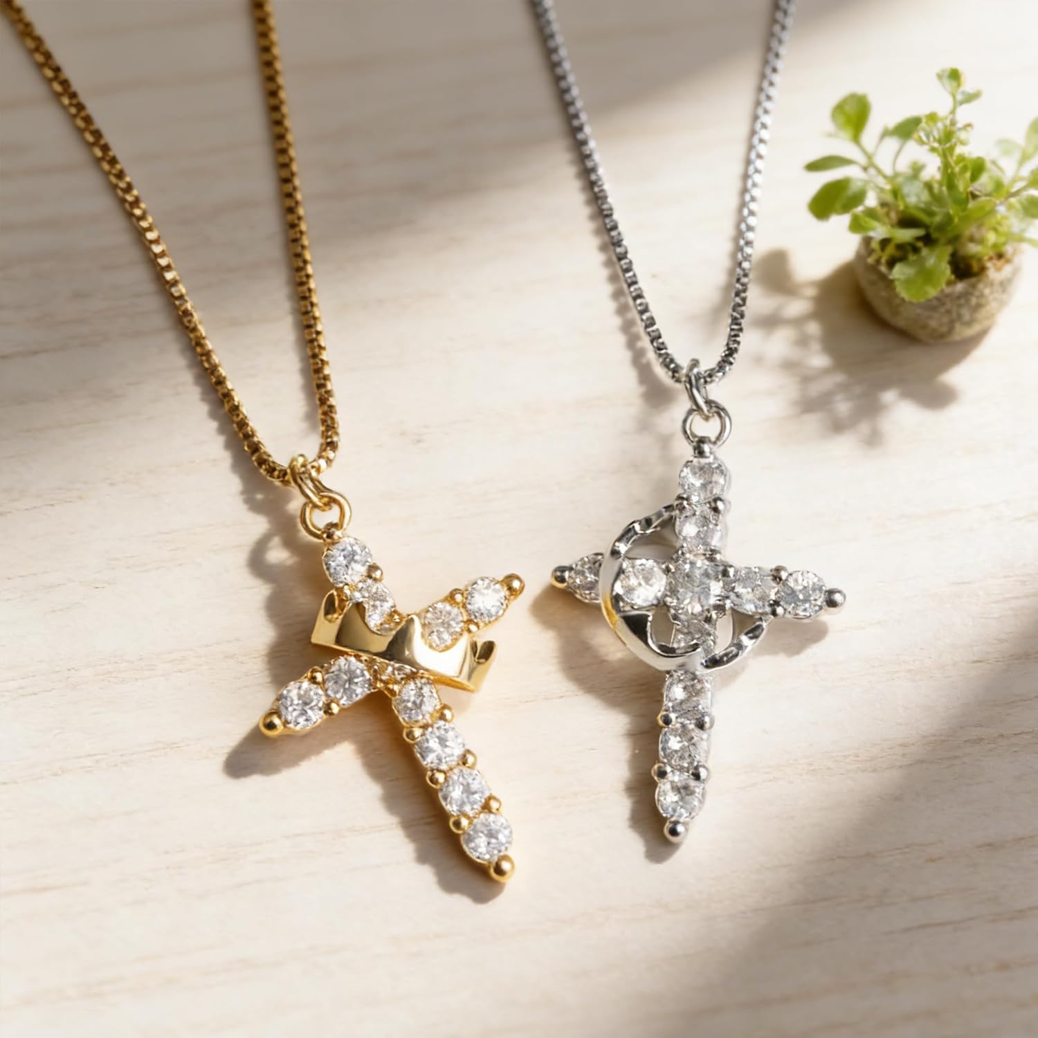 Crown Cross Necklace for Women, 14K Gold Silver Cubic Zirconia Crown Cross Necklace, Diamond Gold Silver Cross Necklaces, Dainty Cross Faith Simple Trendy Charm Jewelry Gift for Women - Image 7