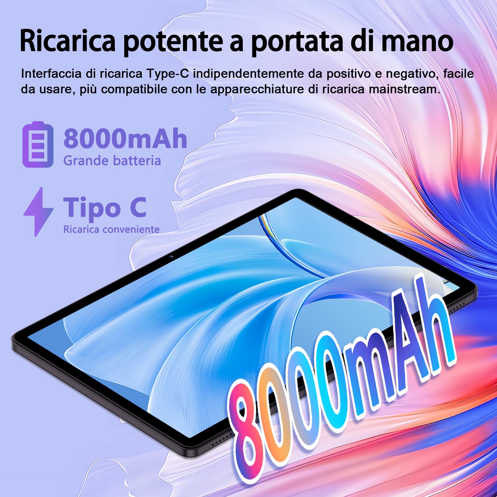 Tablet 11 Pollici Android 14 con 24GB RAM +256GB ROM (Espandibile Fino a 1 TB), Face ID, Widevine L1, Octa-Core 2.0 GHz, 5G Wi-Fi, GPS, 8000mAh, HD 1280 x 800 Incell IPS, Tablet con Custodia, Grigio