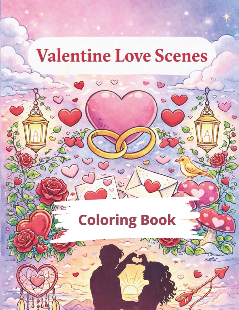Valentine Love Scenes Coloring Book