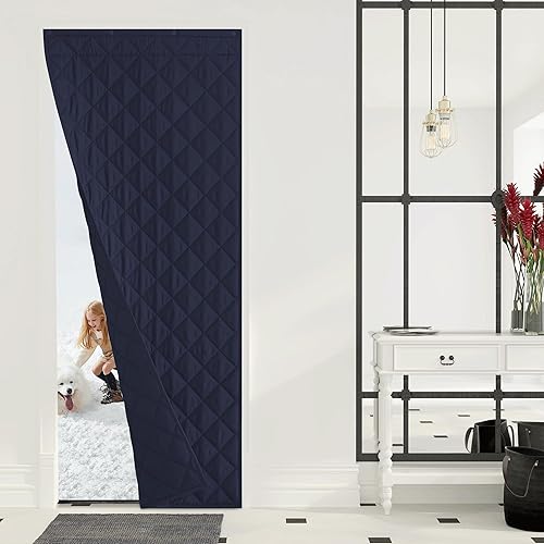 Vista 32 de NICETOWN Cortina opaca con aislamiento térmico para puerta, resistente a la intemperie, impermeable, antipérdida de energía, cortina gruesa