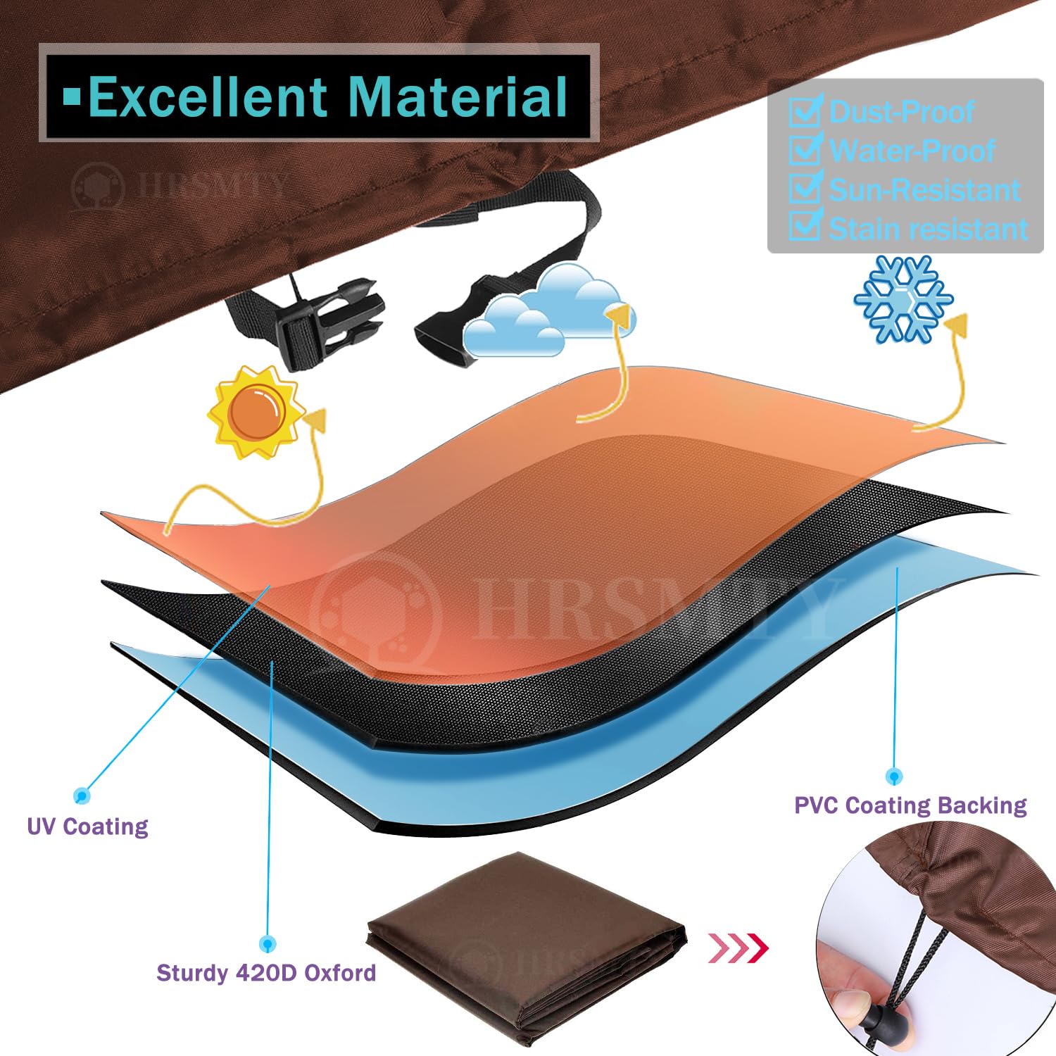 Funda impermeable de piel de buey 420D, resistente al agua, resistente al viento, resistente al frío, con cierre seguro