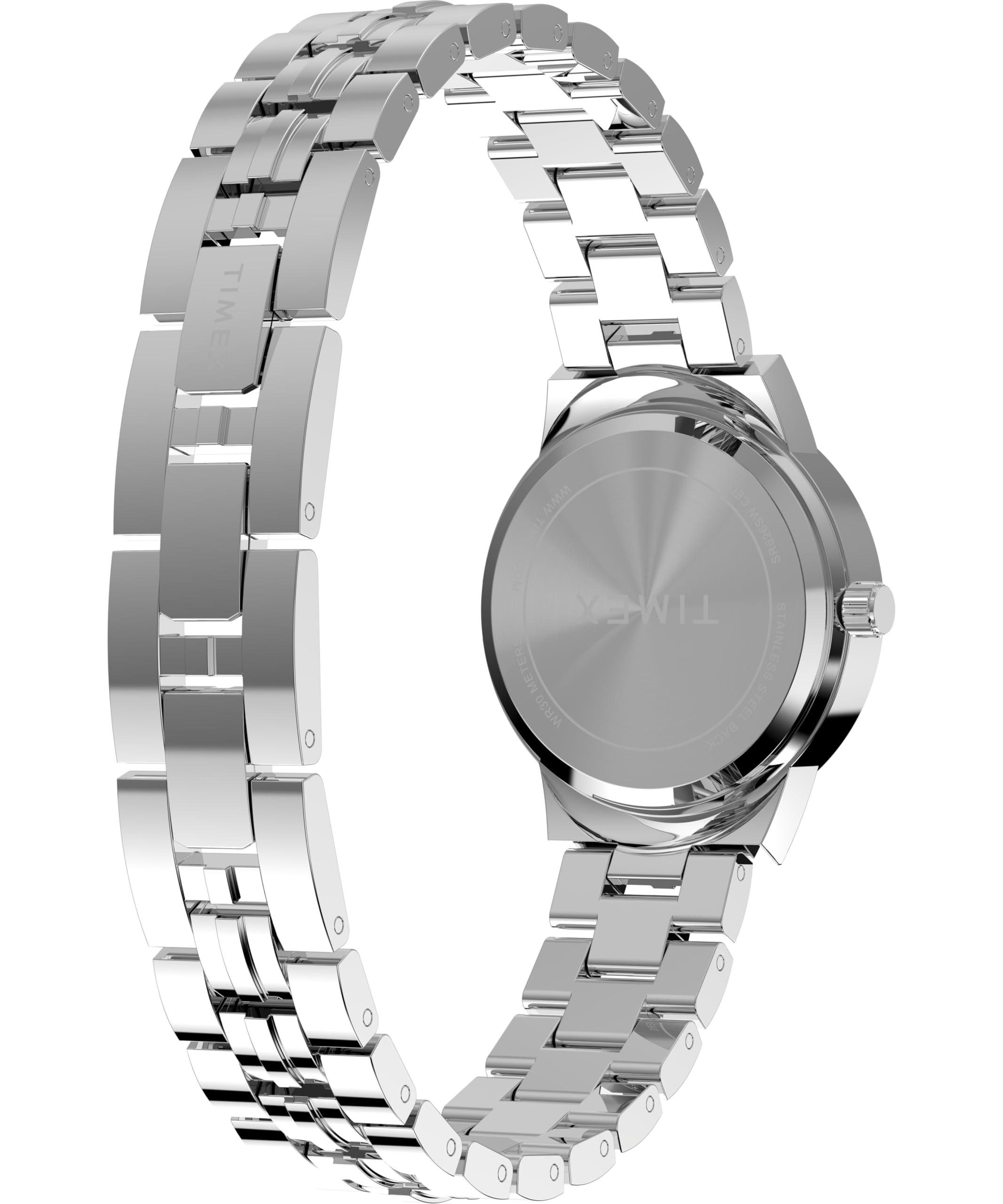 Timex Main Street TW2Y38400 Zegarek damski, 30 mm, bransoleta ze stopu metali szlachetnych w srebrnym kolorze, srebrna tarcza i srebrna koperta