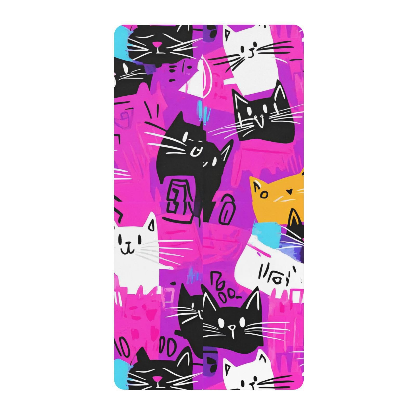 Babybettlaken für Jungen und Mädchen, Baumwolle, weich, unisex, für Kinderzimmer, Pfirsich-Punk-Katzen, bunt, Cartoon-Motiv, 1 Stück