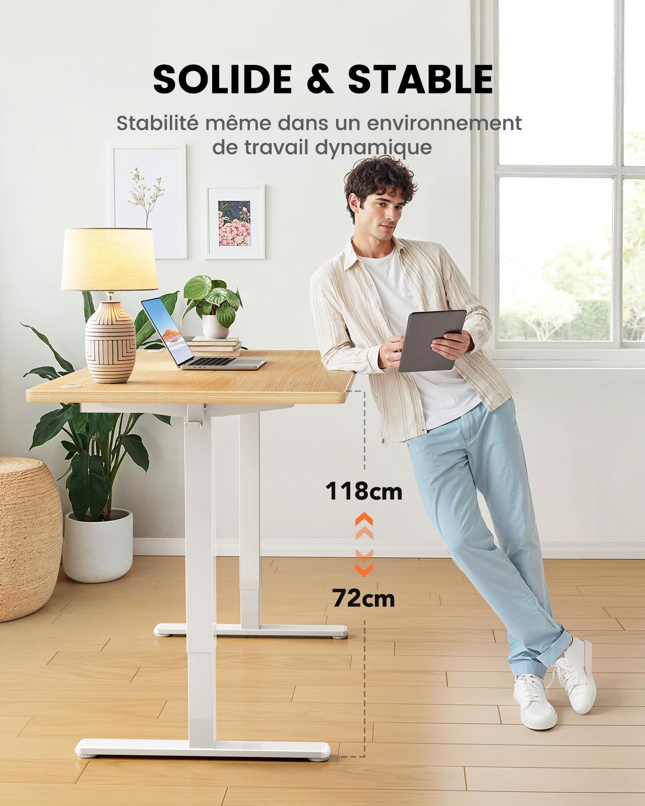 ErGear Bureau Assis Debout avec Moteur Brushless avancé-160 x 80 cm-100 kg de capacité de Charge Bureau Assis Debout Electrique, Fonction silencieuse, Cadre métallique Robuste
