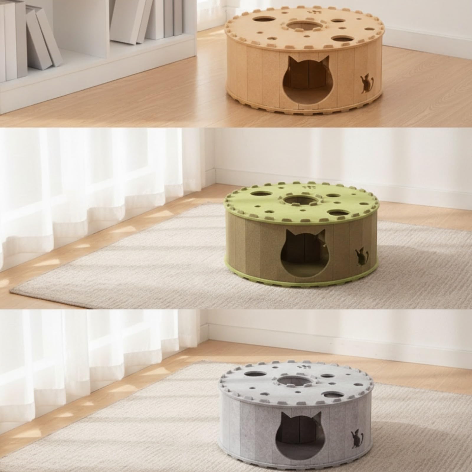 Tunnel Gioco in Feltro Multifunzionale, style to 2, Verde E Marrone