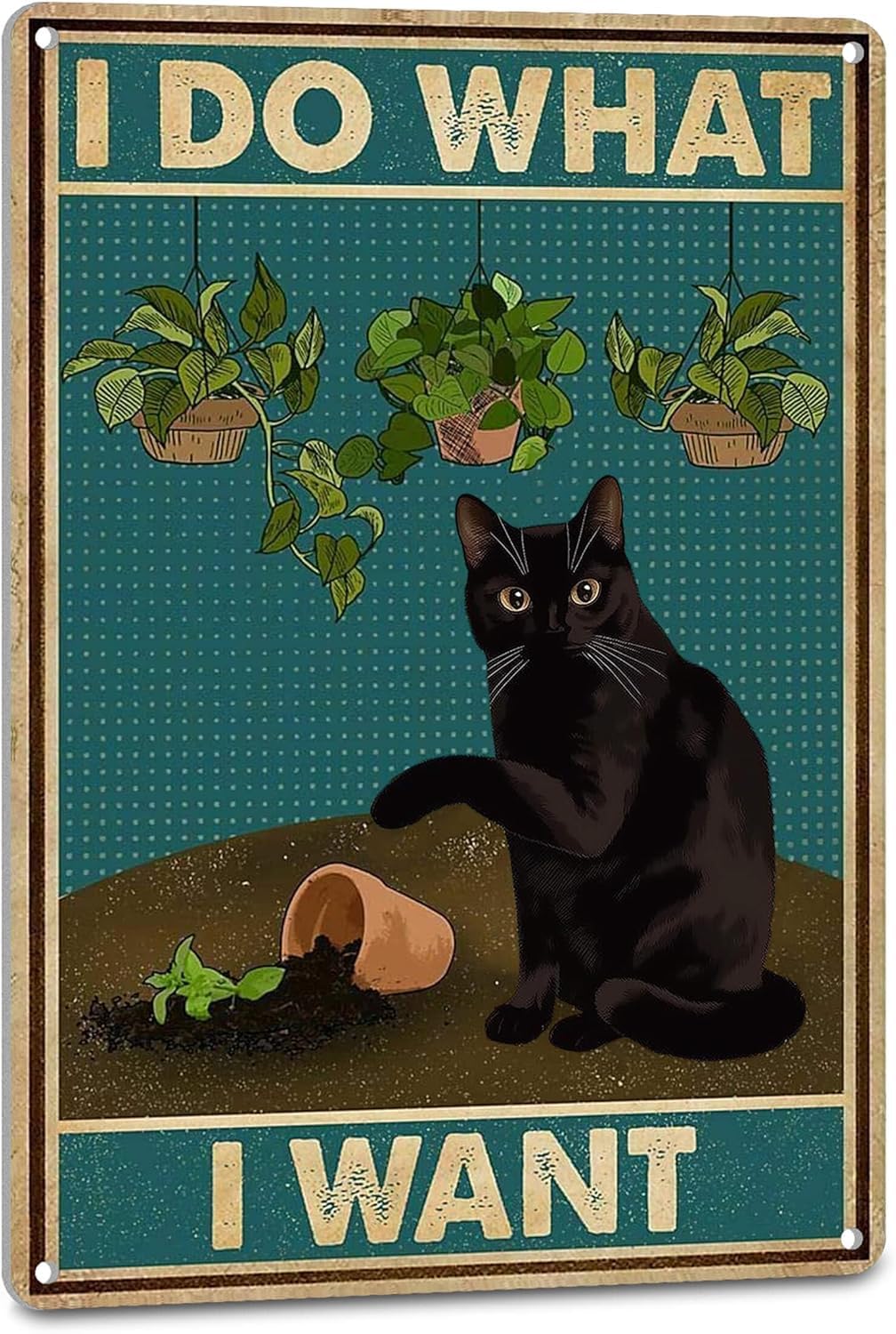 SMAZDFXX I Do What I Want Funny Black Cat Decor Tin Signs Cute Cat Personalized Metal Poster Wall Art Decor Sign for Home Bathroom Garden Restroom Bedroom Bar Cafe 8"x12"