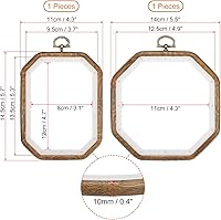 Vista 3 de PATIKIL Juego de 4 aros de bordado, marco de madera sintética, círculo, ovalado, rectangular, octogonal, punto de cruz, anillo de aro para bordar