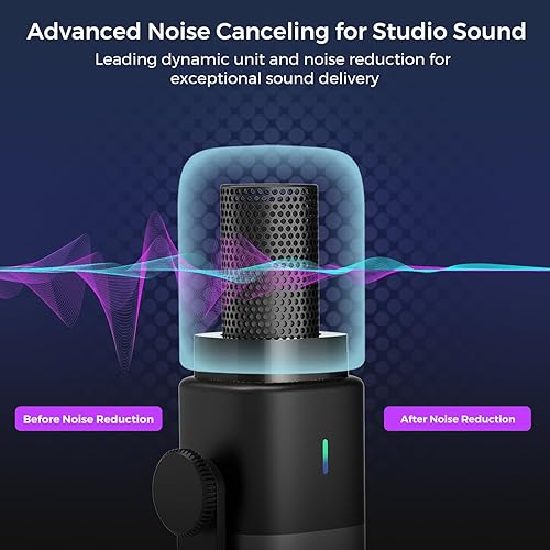 Miniatura 3 de NearStream Micrófono dinámico XLRUSB para transmisiónjuegograbación, micrófono de podcast con cancelación de ruido encendidoapagado, botón de