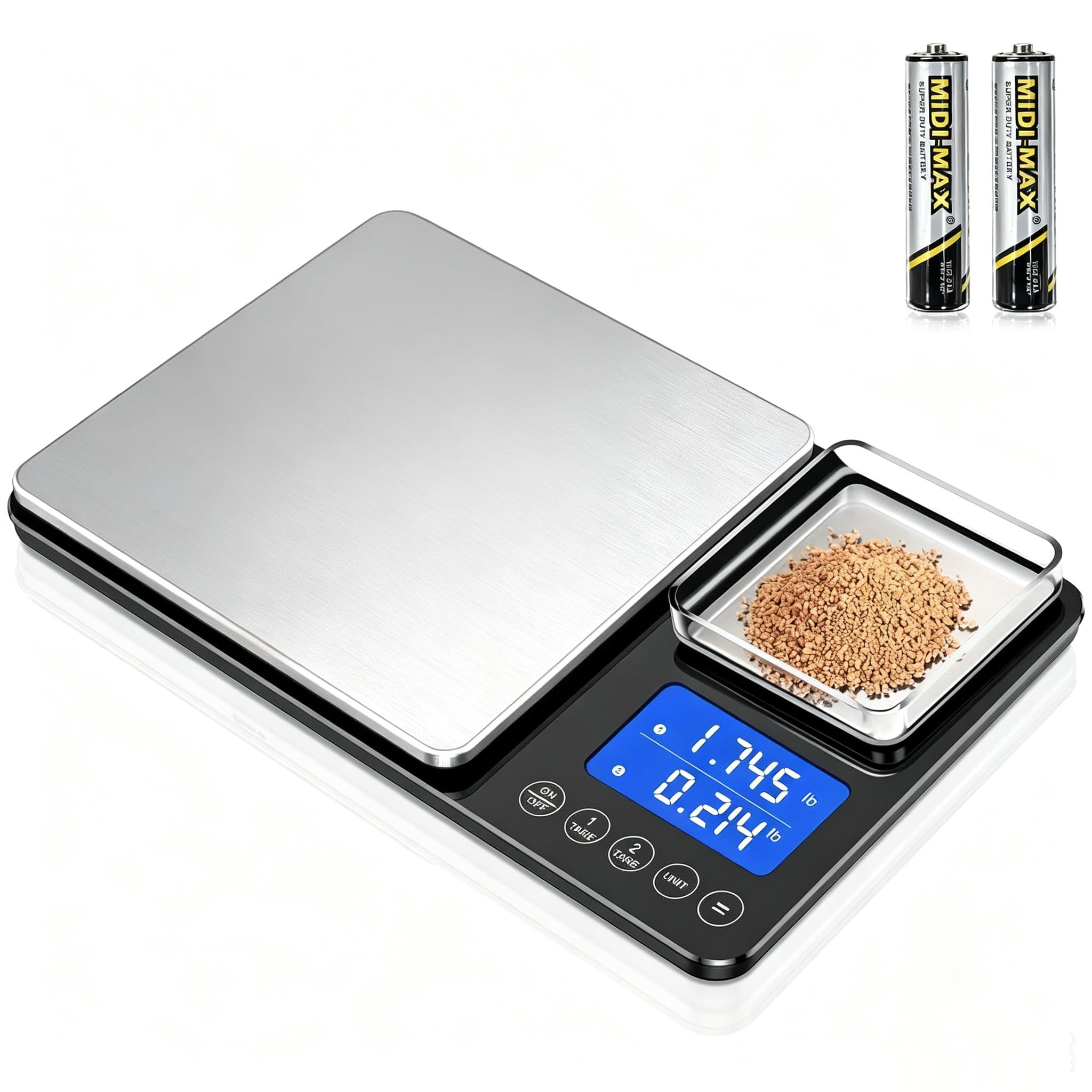 Lebensmittelwaage, 0,0 g/15 kg Dual-Plattform-Küchenwaage, digitales Gewicht, Gramm und Unzen, zwei Präzisionsküchenwaage für Sauerteigbrot, Backen und Kochen mit 7 Einheiten Tare