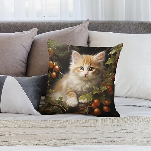 Miniatura 7 de HighonHi Cojines Decorativos para Sala Gatito con funda de almohada navideña para gatos y papá, funda de cojín para sofá al aire libre, decoración