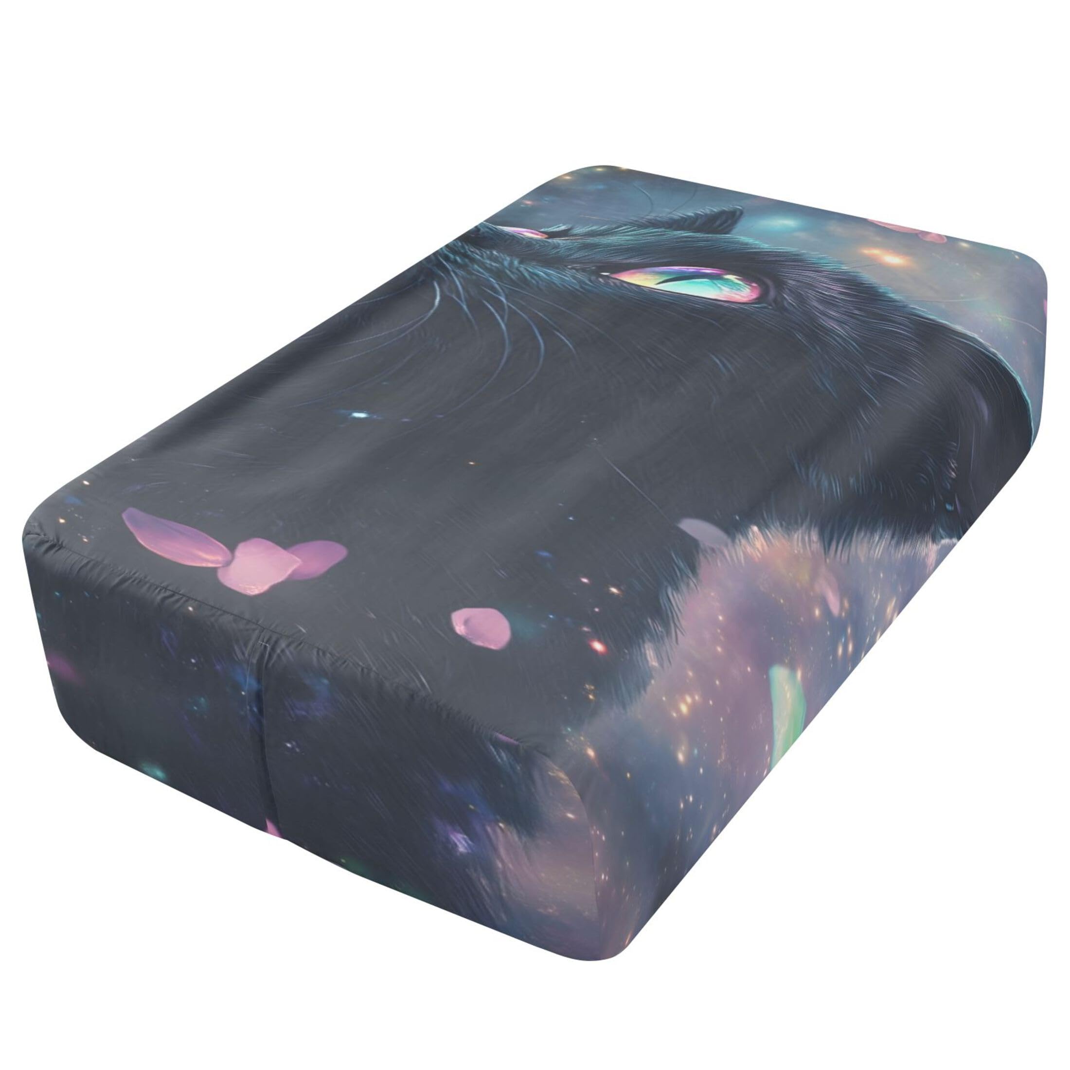 Galaxy Cat - Sábana bajera ajustable individual para colchón de aire, bolsillo extra profundo de 24 pulgadas, funda suave y transpirable con apertura de válvula de cremallera para cama de