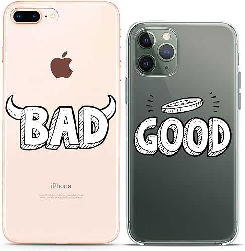 Cavka Fundas a juego para parejas compatibles con iPhone 14, 13 Pro Max 12, Mini 11 Xs 6s 8 Plus 7 Xr 10 SE 5 Bad Good Relationship Best Friend