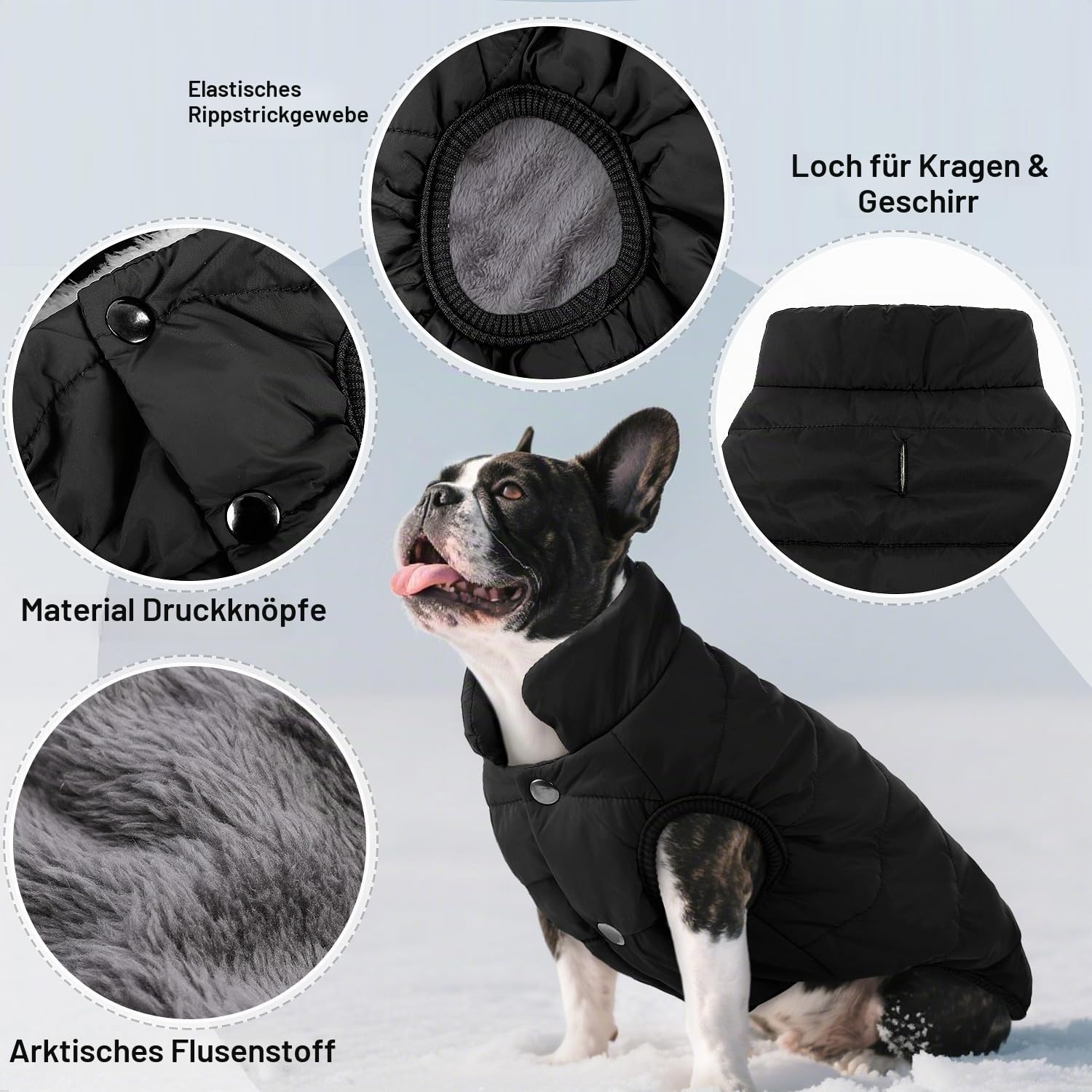 ASENKU Hundemantel Winter L – wasserdichte Hundejacke für mittelgroße Hunde | mit Geschirröffnung, Fleece, Druckknöpfe, Wintermantel & Winterjacken Ideal für Spaziergänge und Spiel im Freien bei Kälte.