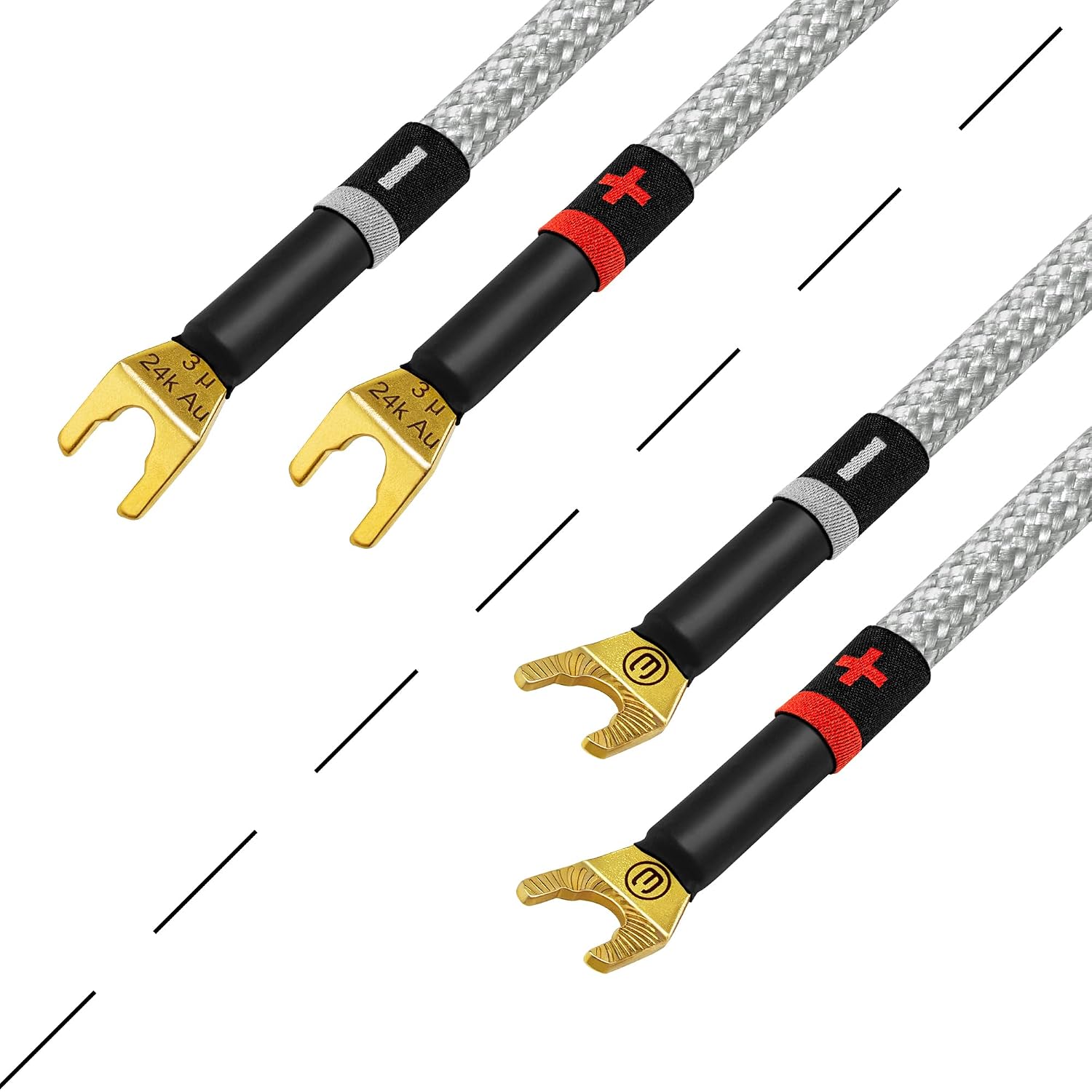 WORLDS BEST CABLES 6 Foot Ultimate - 8 AWG - Ultra-Pure OFC - Premium Audiophile HiFi Single Speaker Cable for Center Channel with Eminence Spade Plugs & Silver Tweed Jacket