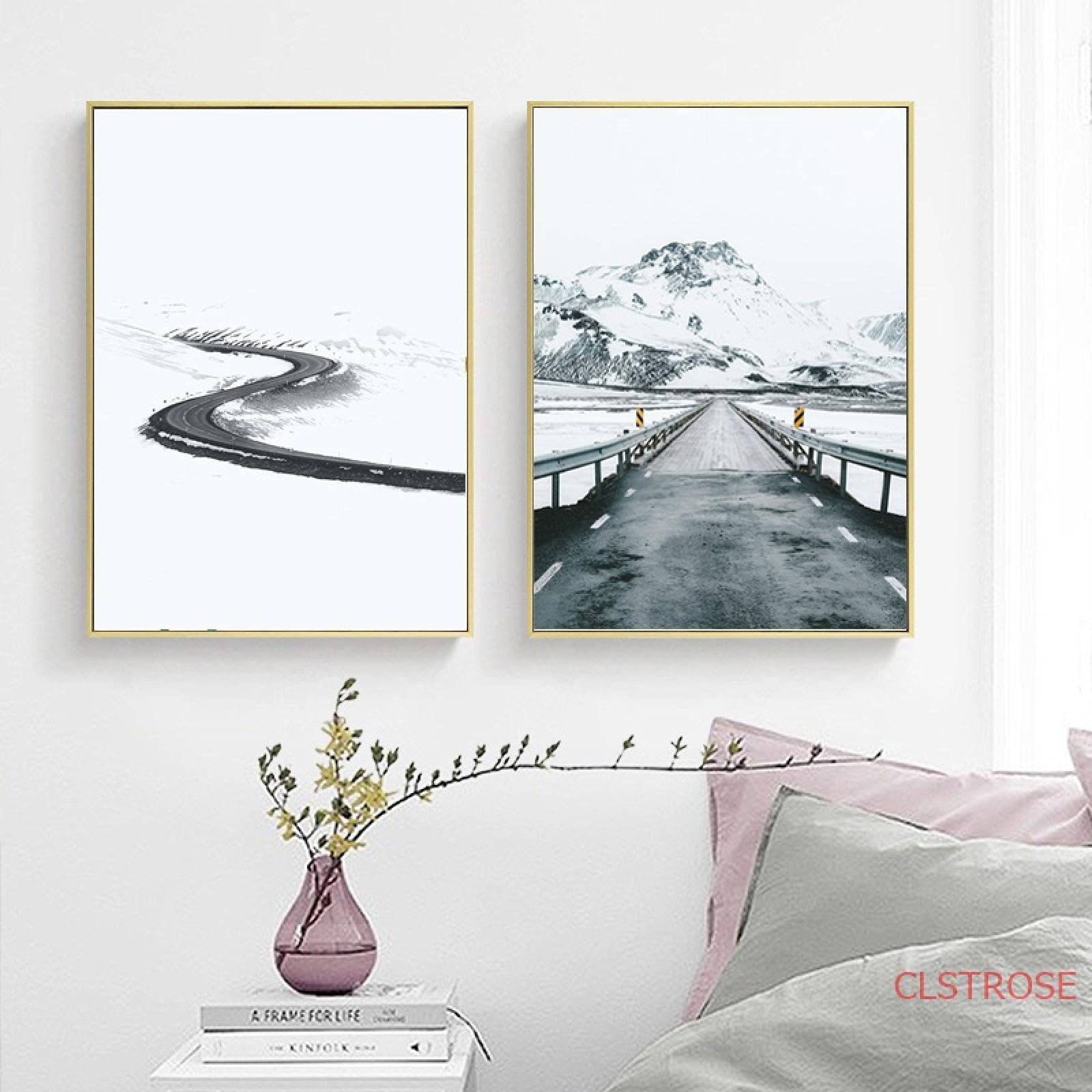 Tableau Montagne Enneigée Sur Toile 50×70 Cm - Déco Murale Réaliste Bleue Pour Salon Ou Chambre