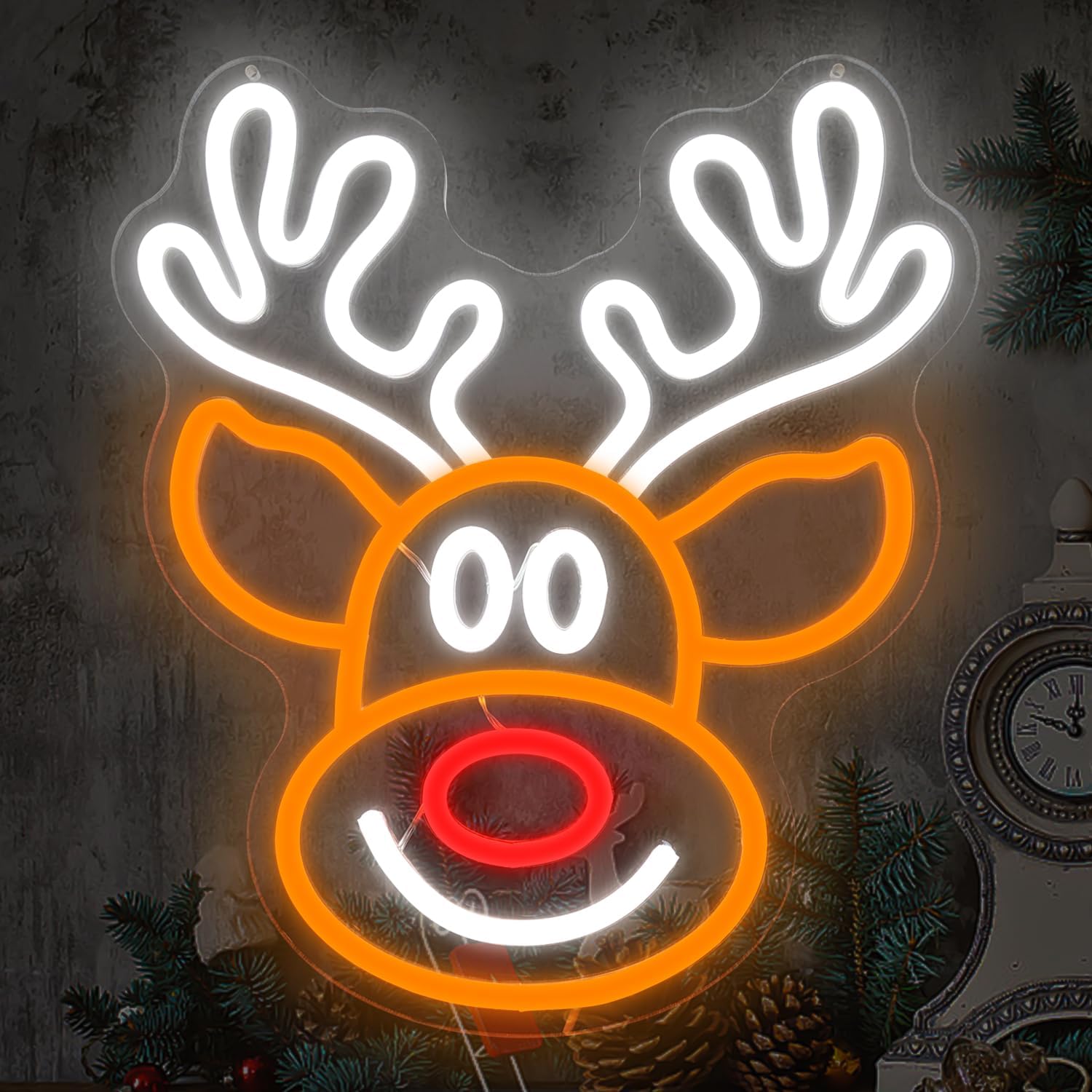 Christmas Elk Neon Sign for Wall Decor Dimmable Christmas Neon Light Deer Led Neon Night Light Up Signs for Bedroom Children Kids Gift Living Room Winter Home Party - Image 2