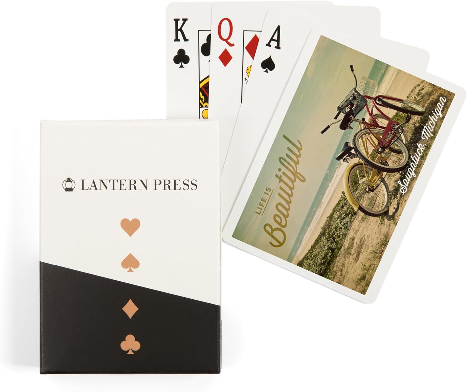 Lantern Press Saugatuck, Michigan, Life is Beautiful, Beach Cruisers, Photography, 52 Playing Cards for Adults, Poker Size Card Deck