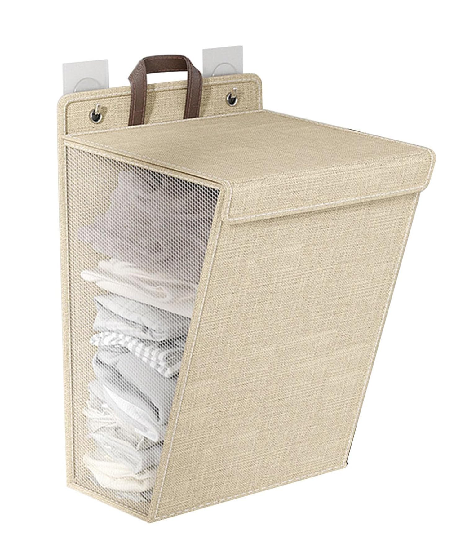 House of Quirk Wall Mounted Laundry Basket, Foldable Clothes Hamper with Handles, Household Organizer Storage Bin for Bedroom Hamper (Beige, Large) (B0CSG4LX1M) Amazon Price History, Amazon Price Tracker