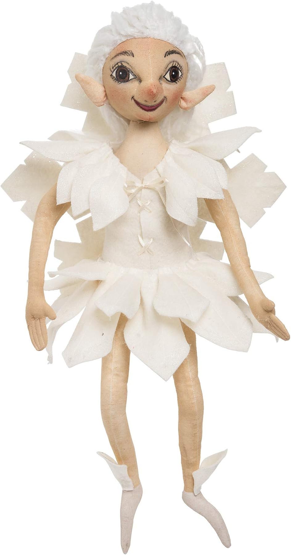 FAE Snowflake Fairy Joe Spencer Gathered Traditions Christmas Holiday Xmas Hand Painted Soft Figure Figurine Shelf Sitter Cute Whimsical Decor Decoration White