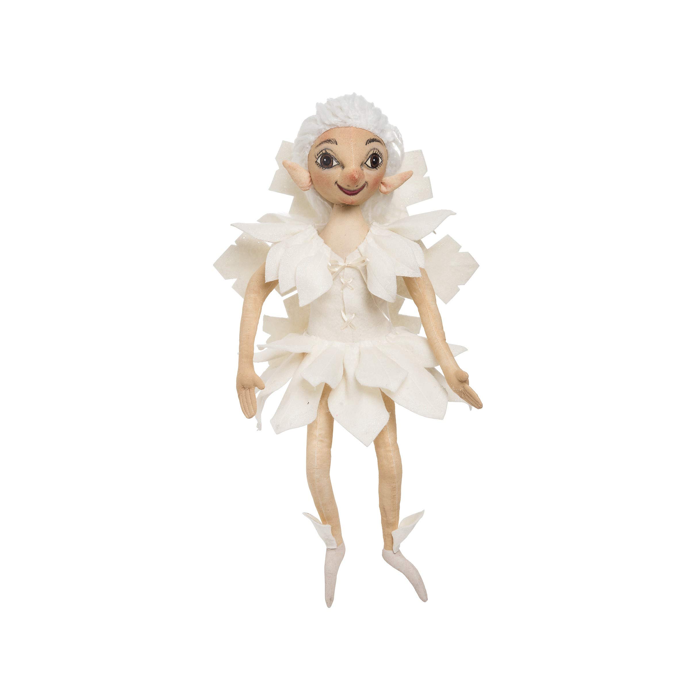 FAE Snowflake Fairy Joe Spencer Gathered Traditions Christmas Holiday Xmas Hand Painted Soft Figure Figurine Shelf Sitter Cute Whimsical Decor Decoration White