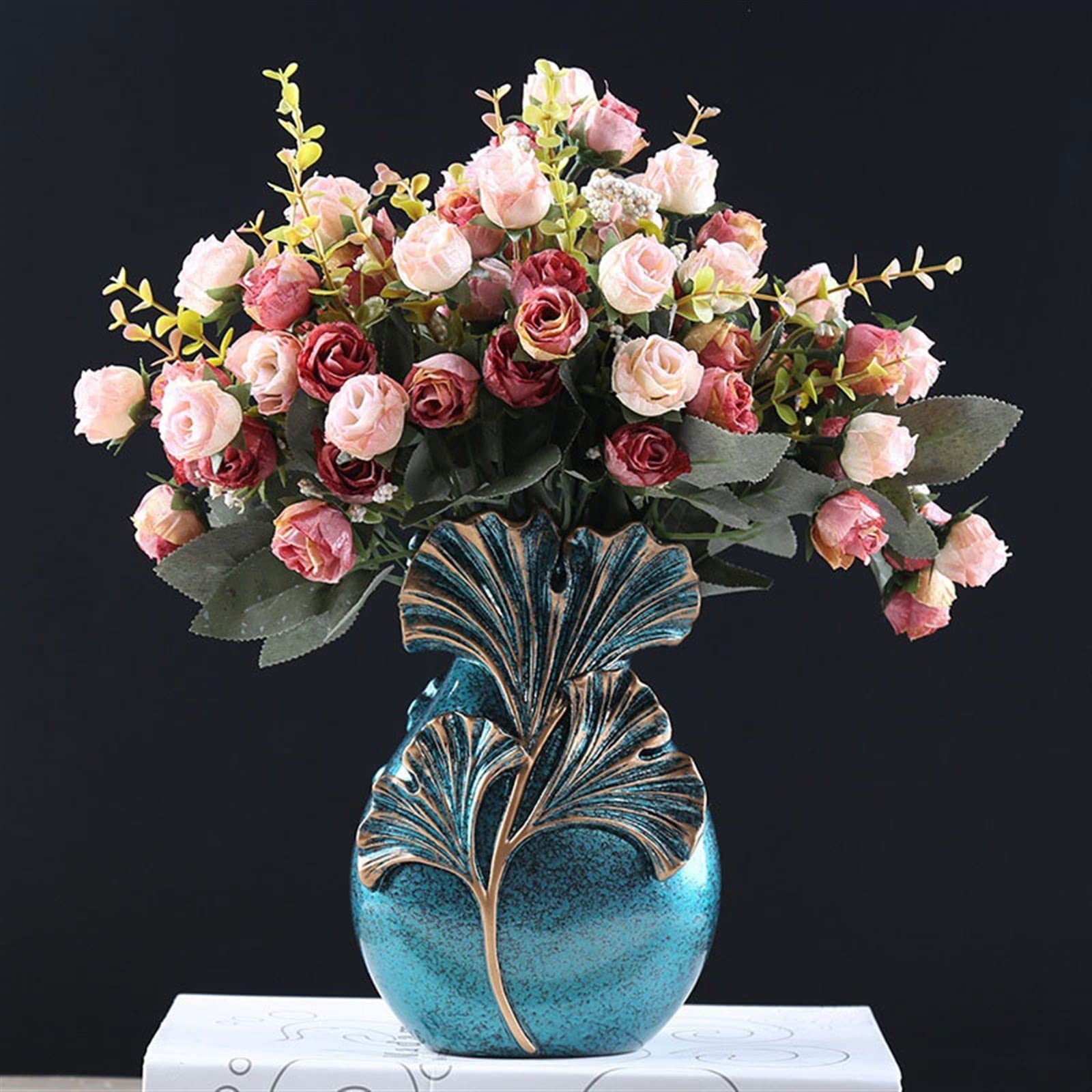Amazon.de: Knstliche Blumen Vintage-Simulations-Blumenstrau-Dekoration im  europischen Stil, heller Luxus-Couchtisch, Weinkhler, Blumenschmuck, ...