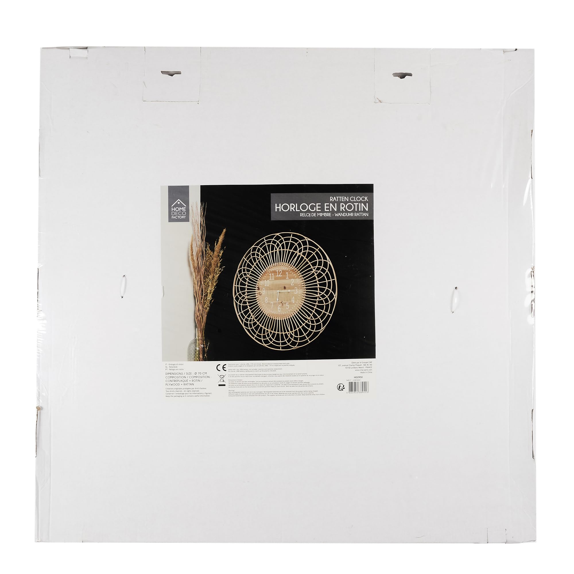 RELOJ PARED D.70 CM RATÁN