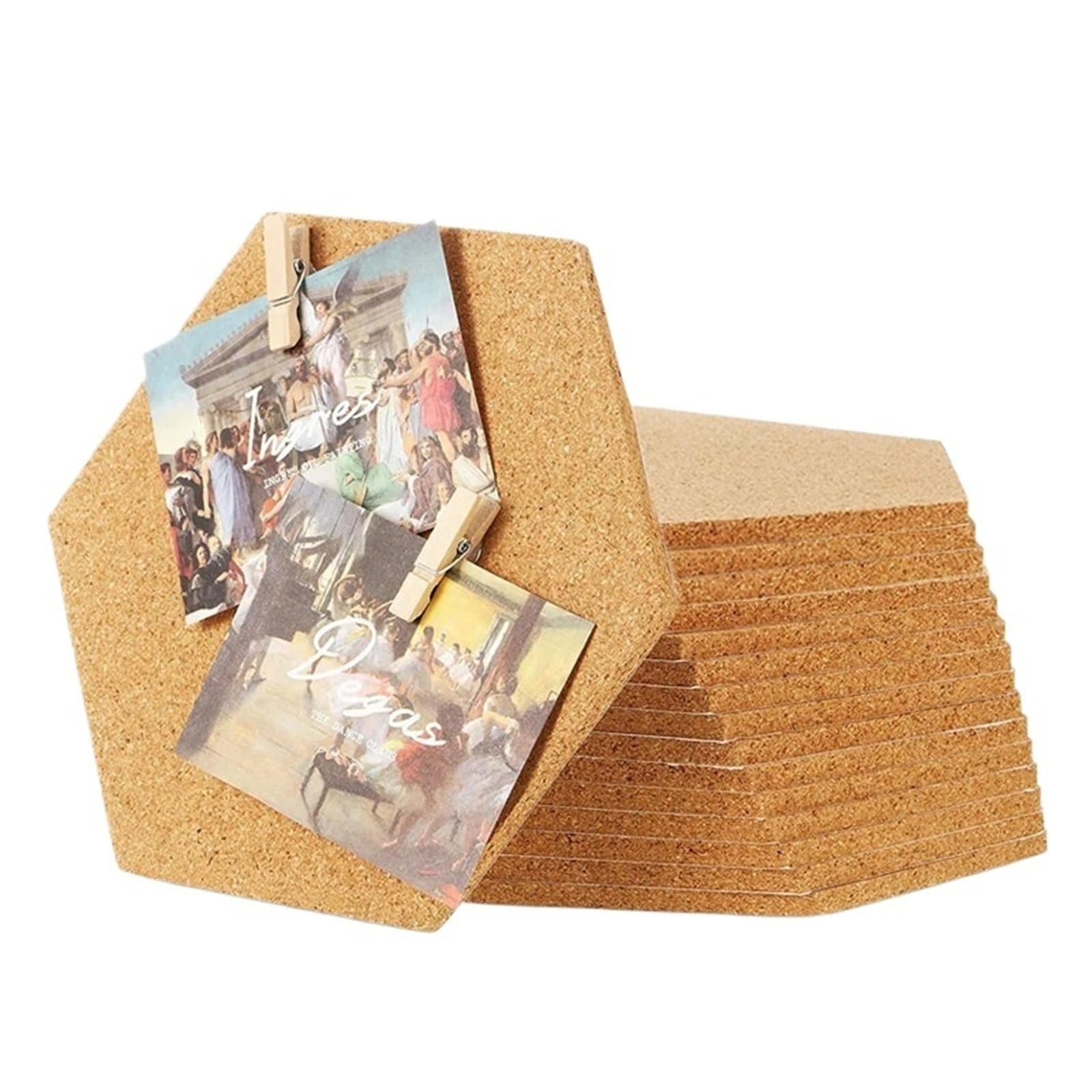 Tablón de anuncios de corcho, Pegatinas hexagonales de corcho, tableros de mensajes DIY, 1x1cm, 16 Uds.(1 Piece)
