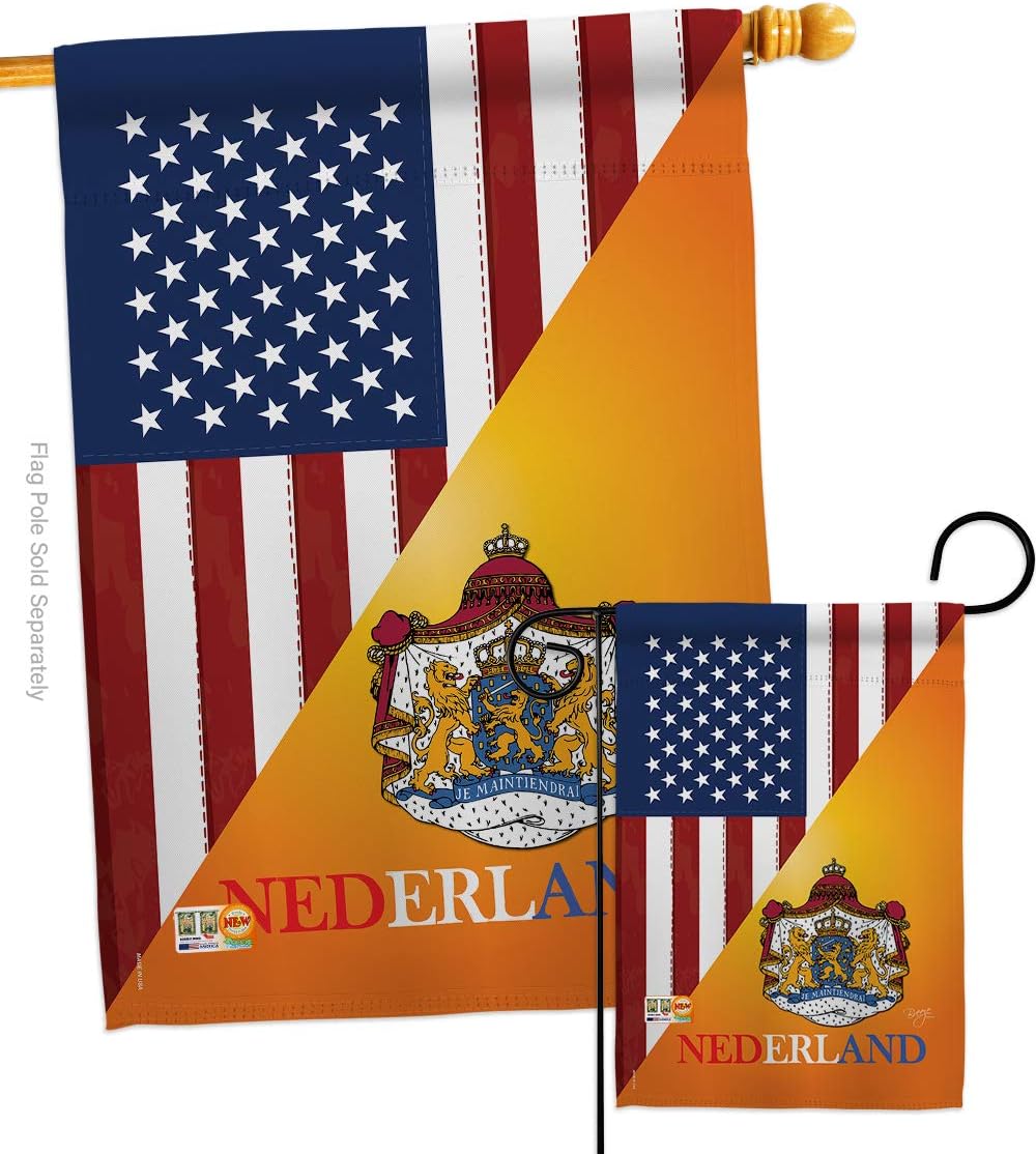 US Dutch Friendship Garden House Flags Set Regional USA American Alliance World Country Particular Area Small Decorative Gift Yard Banner Made In 28 X 40