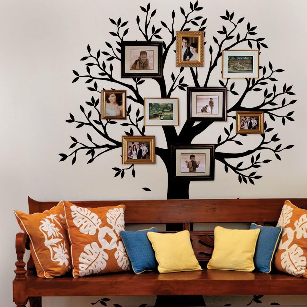 Narrow Family Tree Wall Decal (Black, Small Size : 62.5" w x 80" h) - by Simple Shapes ®