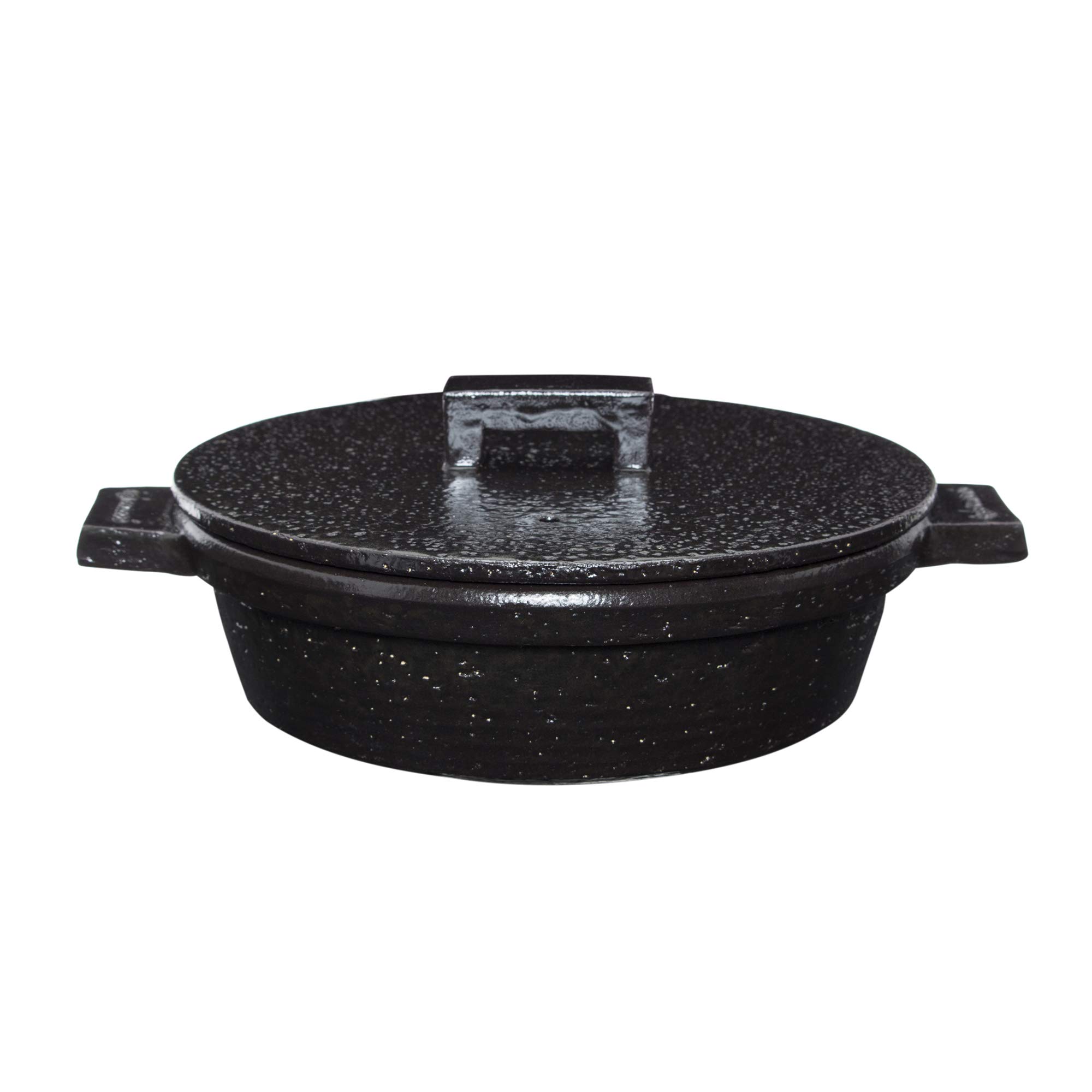 Haseen ACK-01 Bistro Earthenware Pot, For 2 to 3 People, Approx. 9.1 inches (23 cm), Approx. 31.4 fl oz (900 ml), Direct Fire, Microwave, Oven, OK Black