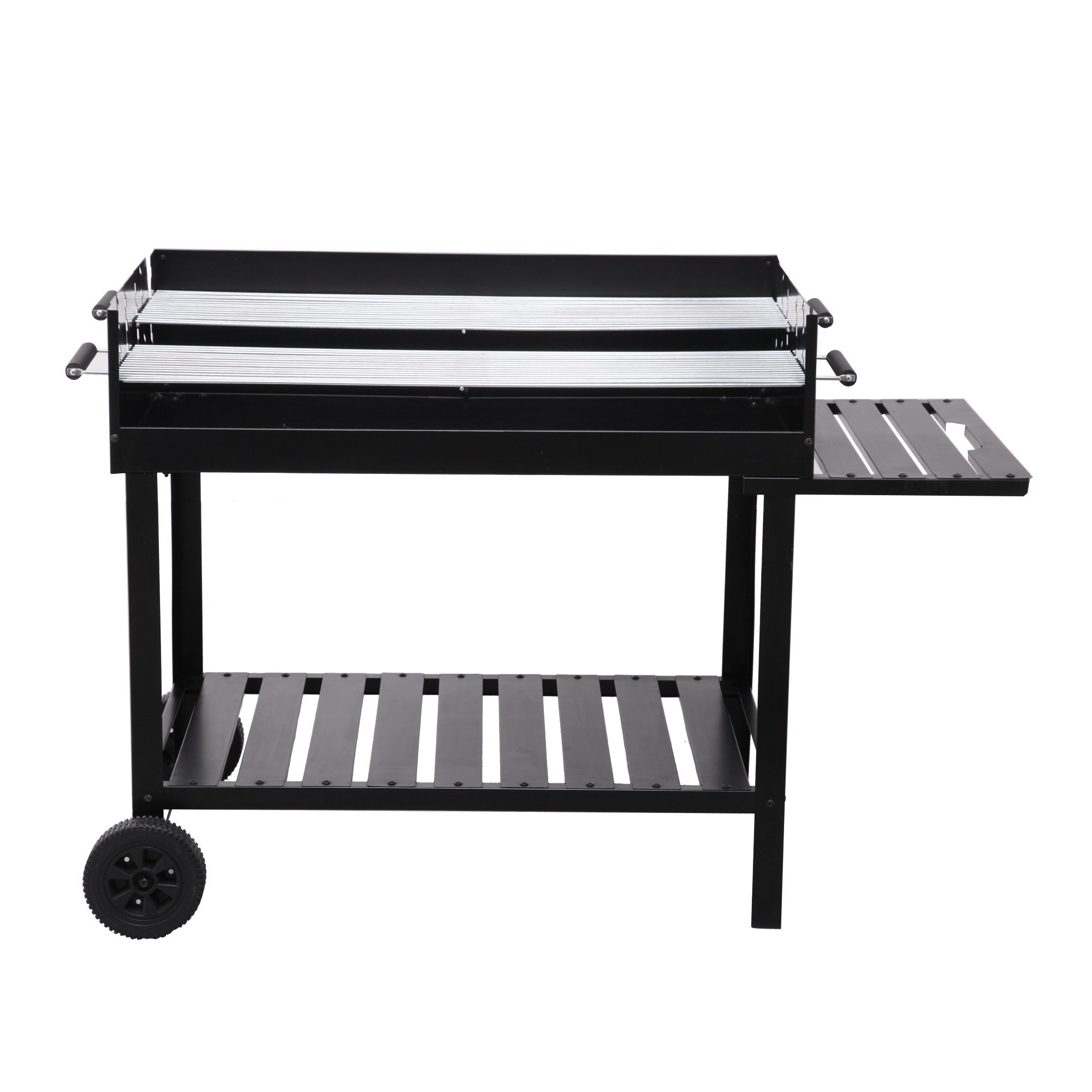 tepro Holzkohlegrill Grillwagen Atlanta, Outdoor BBQ mit Rädern, Höhenverstellbar ca. 77 - 88 cm, Grillfläche: ca. 98 x 56 cm, Maße ca. 135,5 x 63 x 91,2 cm, Schwarz