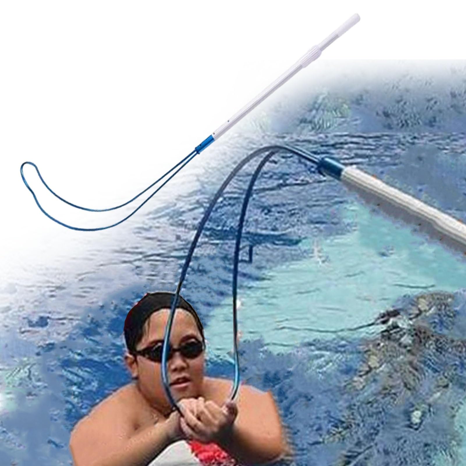 Pértiga telescópica de rescate con gancho de aluminio naval para piscinas