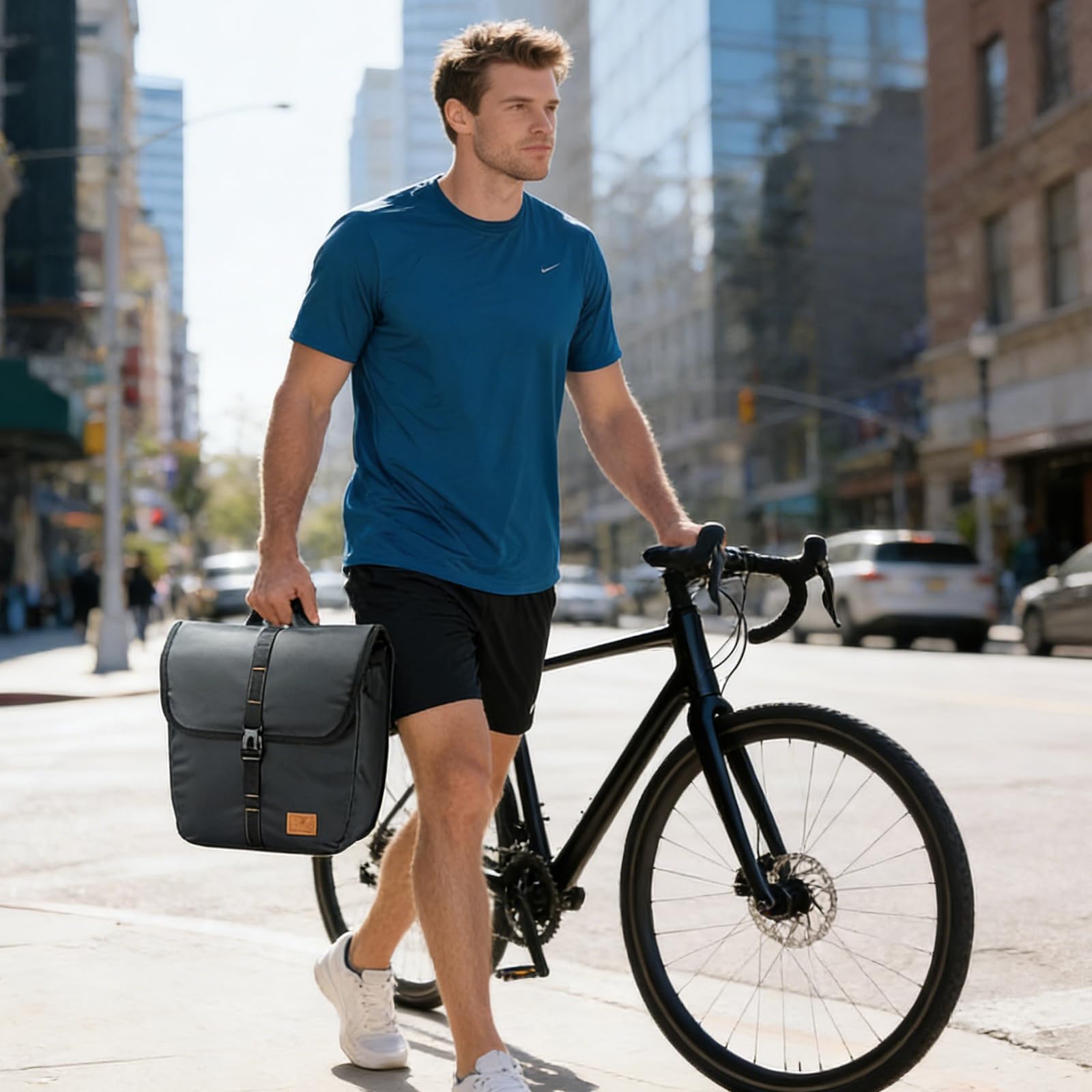 FARYODI - Sacoche da bicicletta per portapacchi, impermeabile da 40 l, con maniglia di trasporto, borsa per bicicletta, portapacchi posteriore per pendule da bici, per escursioni su bici da strada