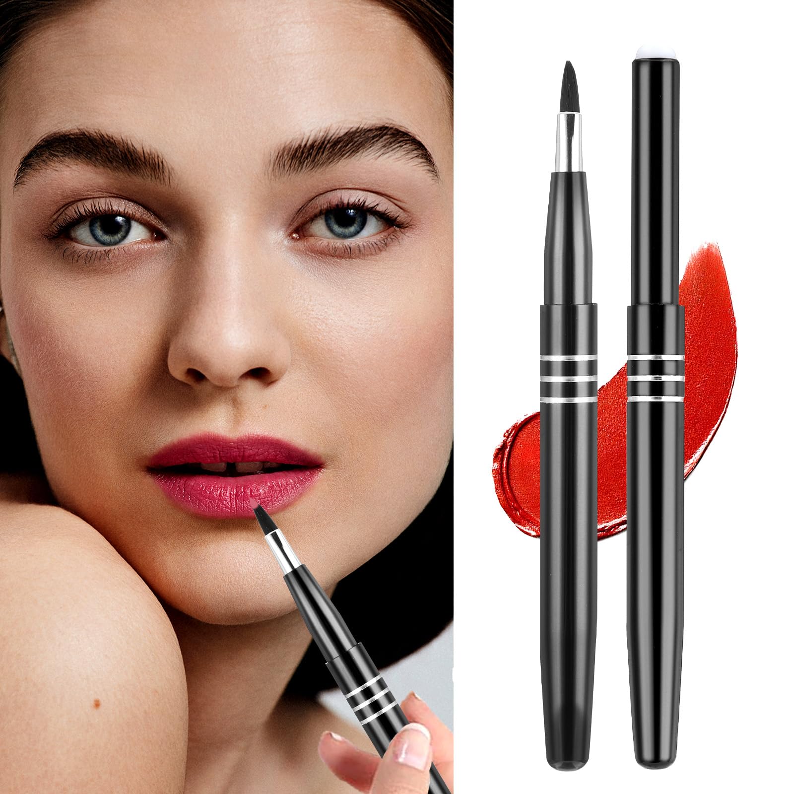 2 pennelli per rossetto, correttore per trucco retrattile, per labbra